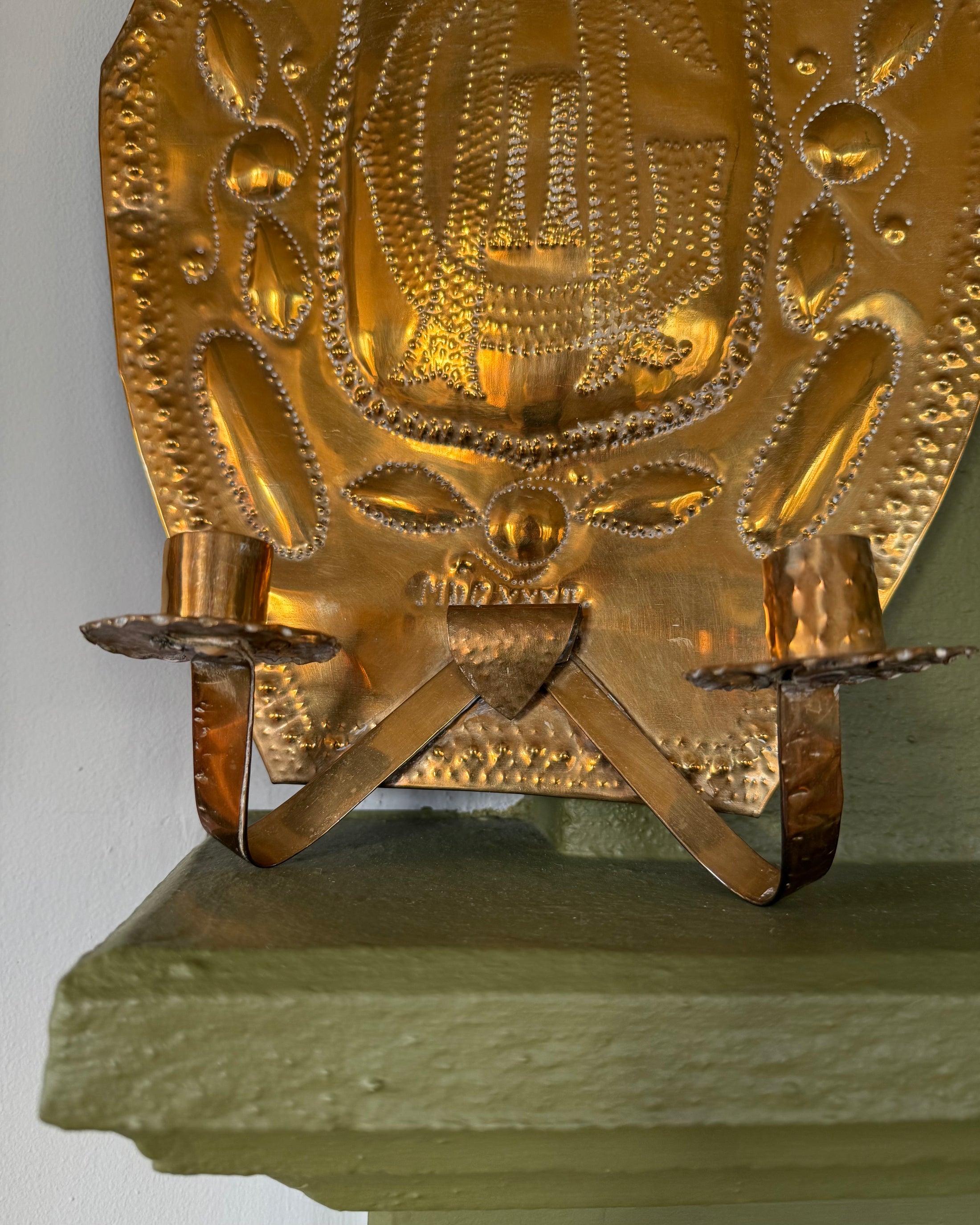 Pair of Double Armed Brass Wall Sconces