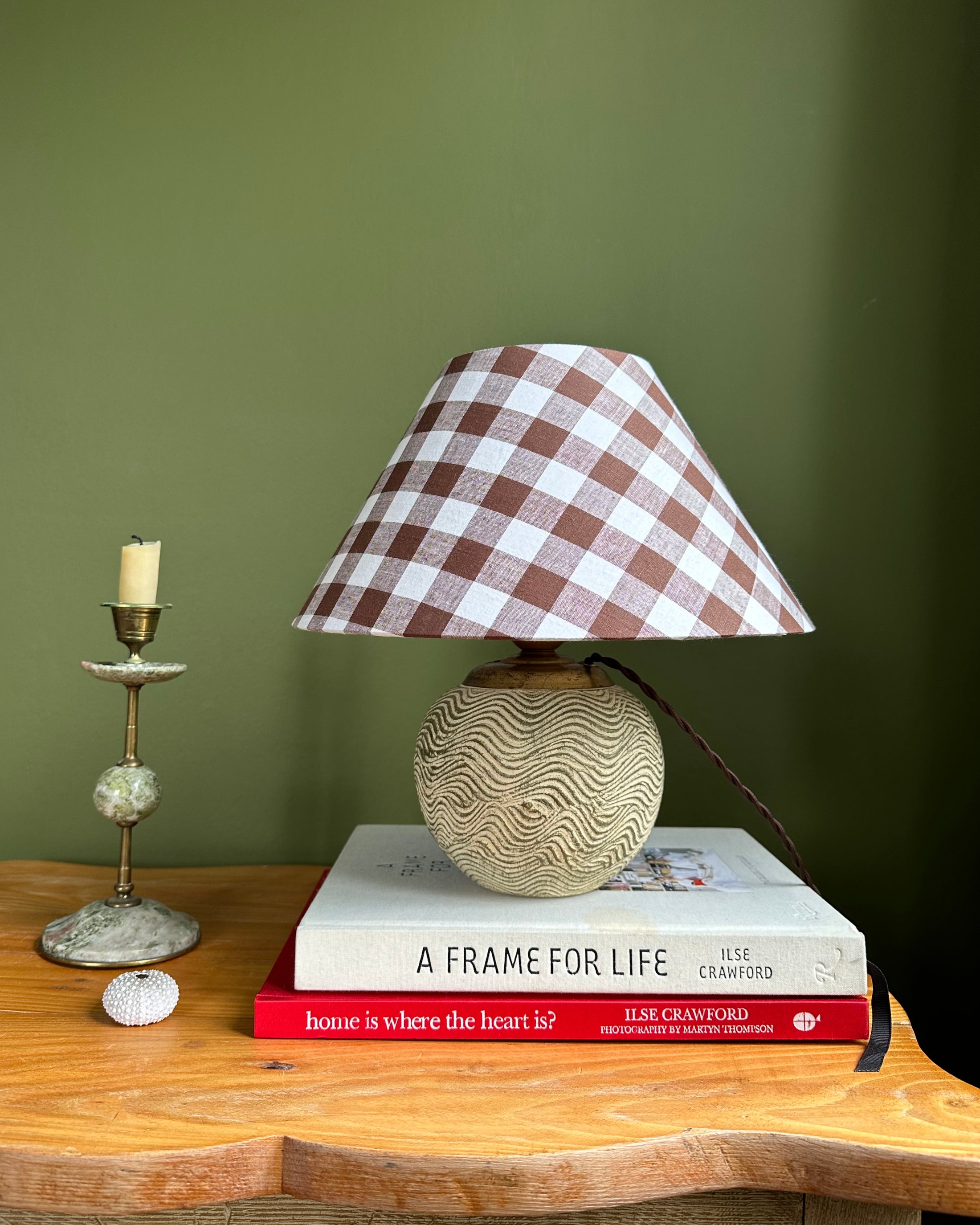 Vintage Table Lamp with Checked Shade