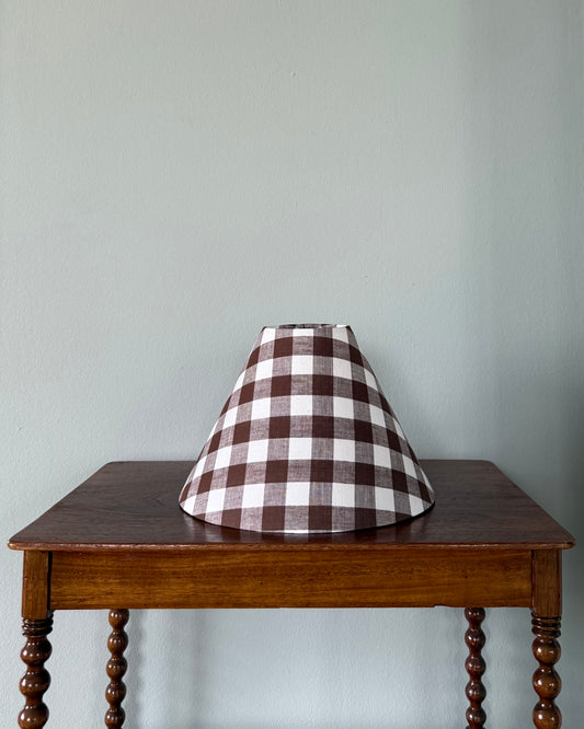 Handmade Lampshade - Brown and White Gingham