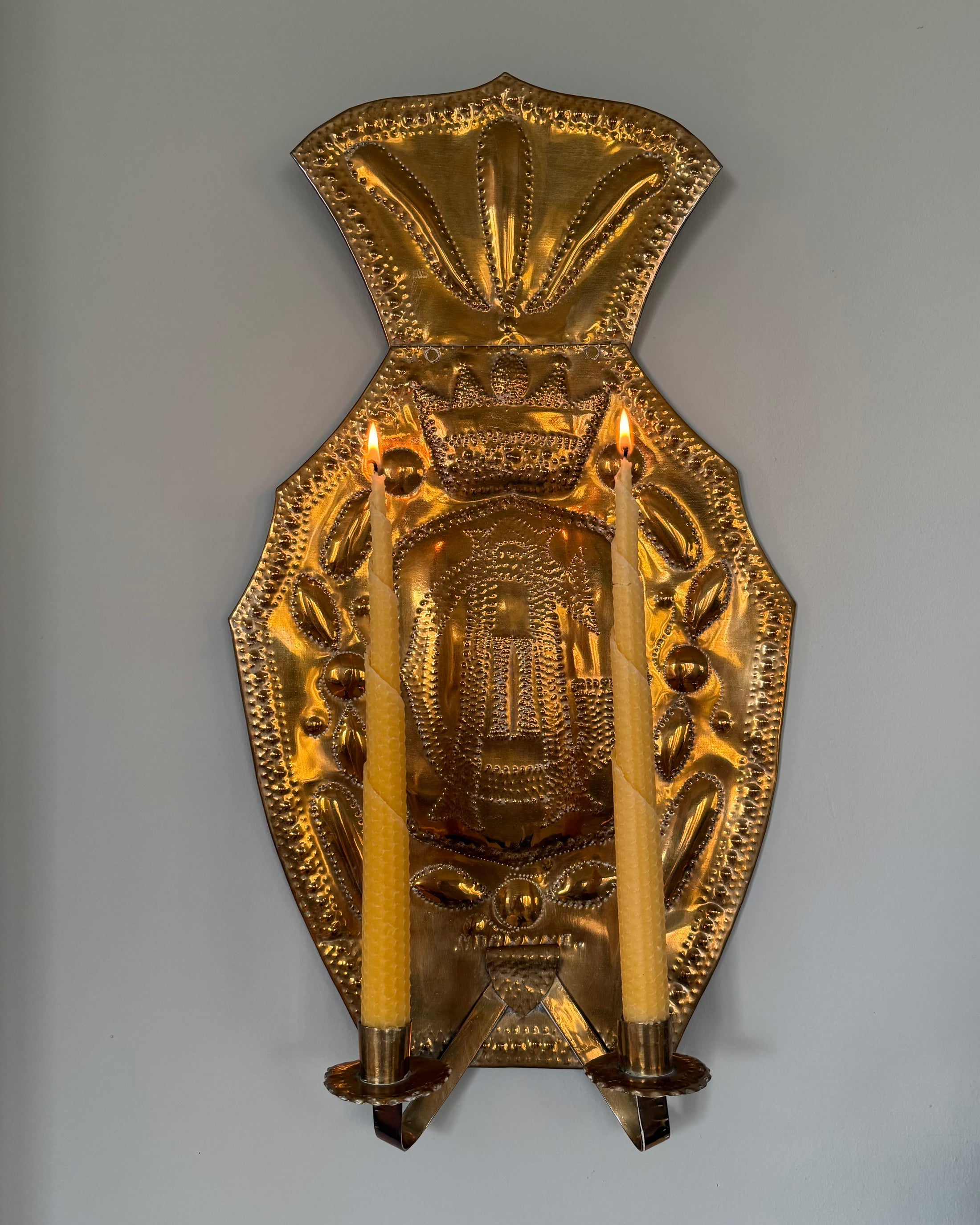 Pair of Double Armed Brass Wall Sconces