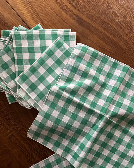 Set of Eight Decorative Checked Napkins