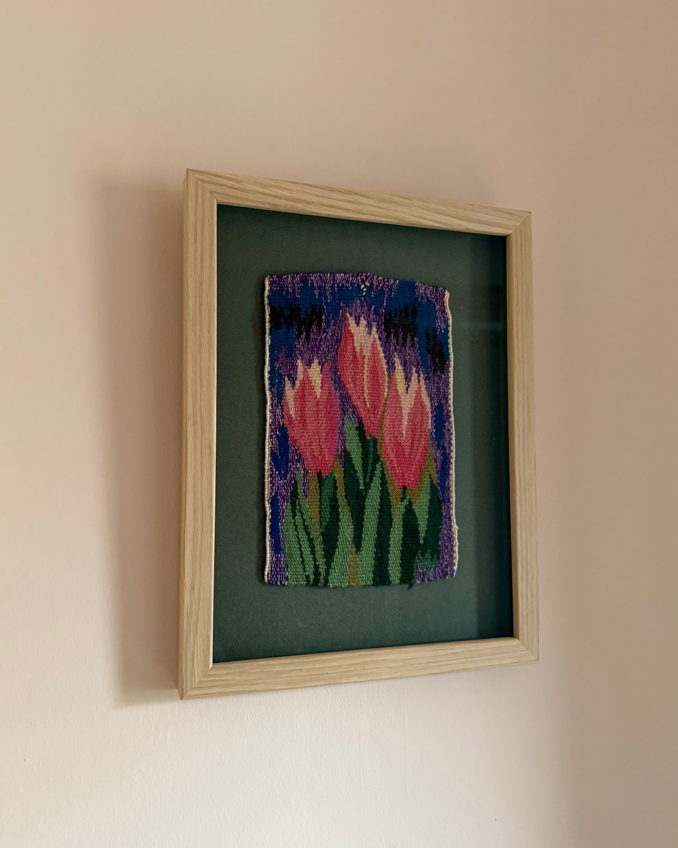 Framed Vintage Tapestry - Three Tulips
