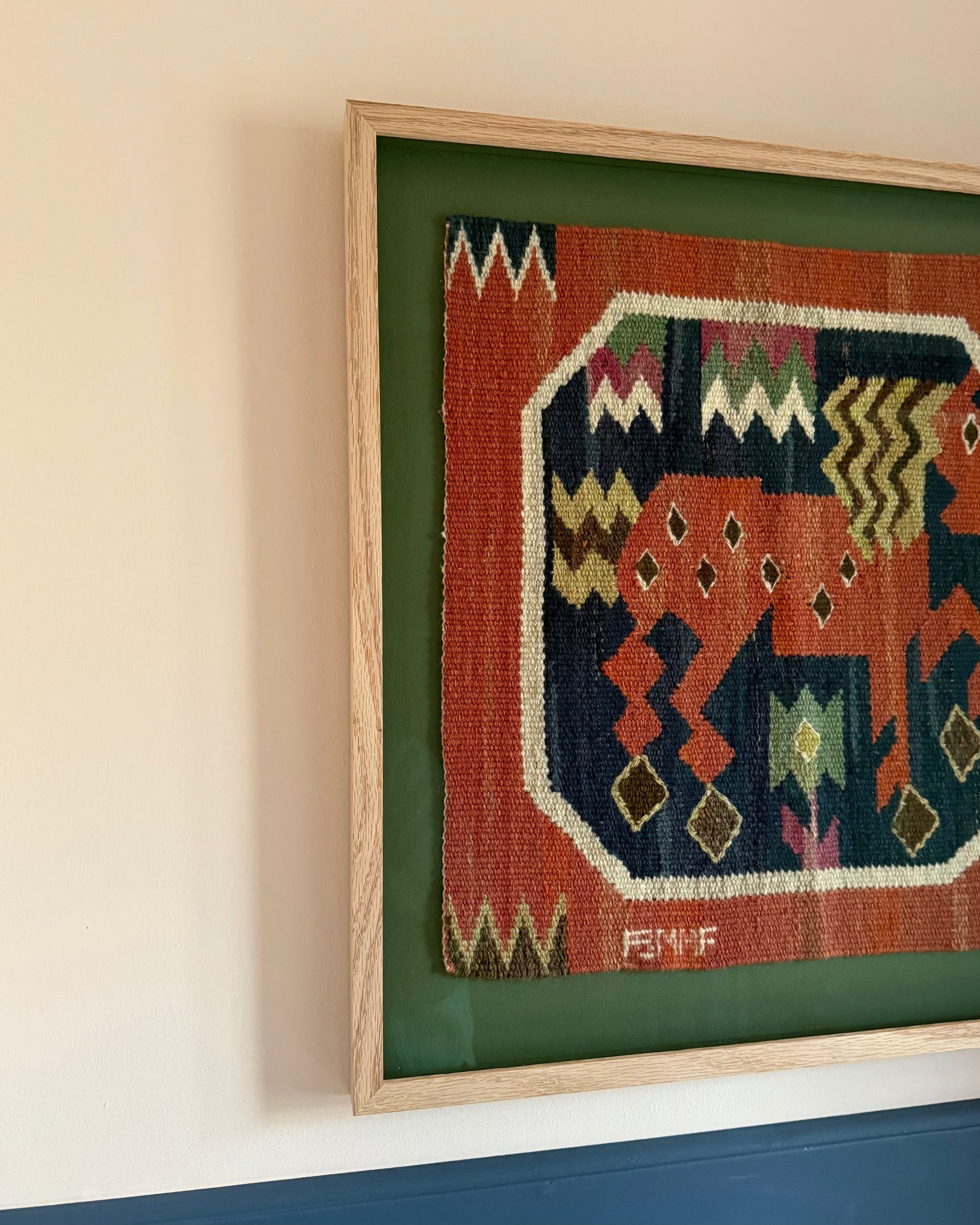 Framed Vintage Tapestry - Röd häst, hingsten by Märta Måås-Fjetterström