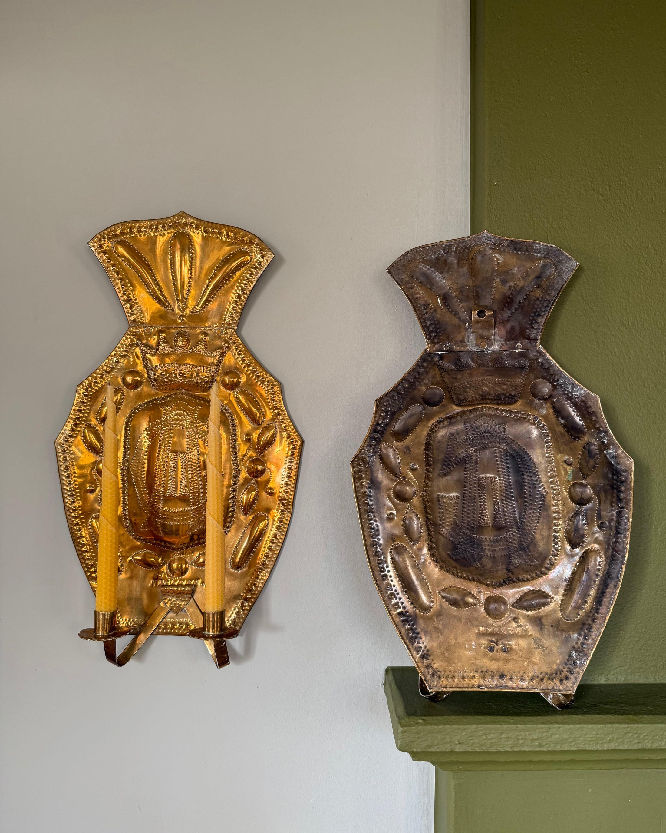 Pair of Double Armed Brass Wall Sconces