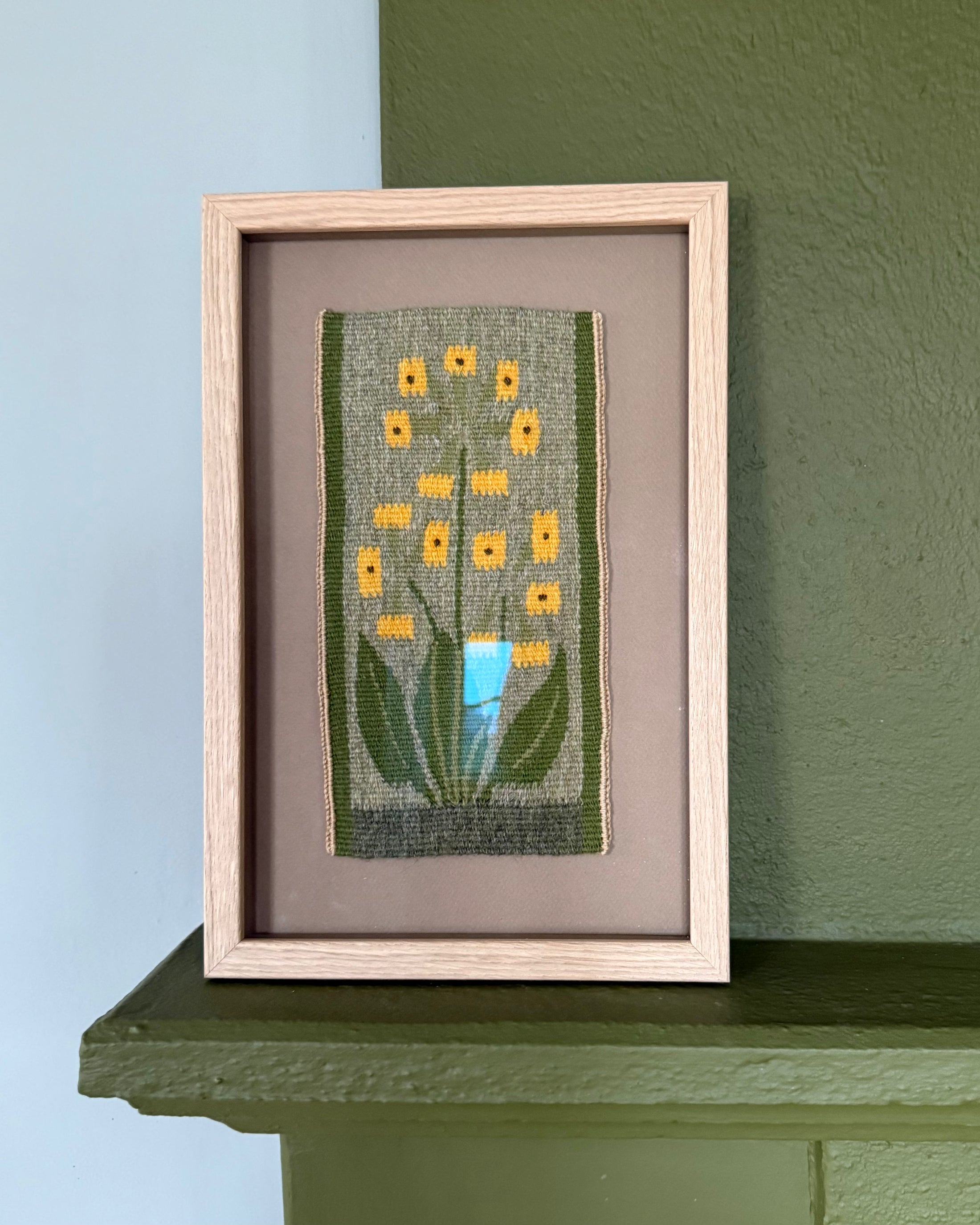 Framed Vintage Tapestry - Yellow Flowers