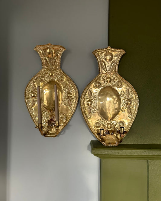 Pair of Large Brass Wall Sconces