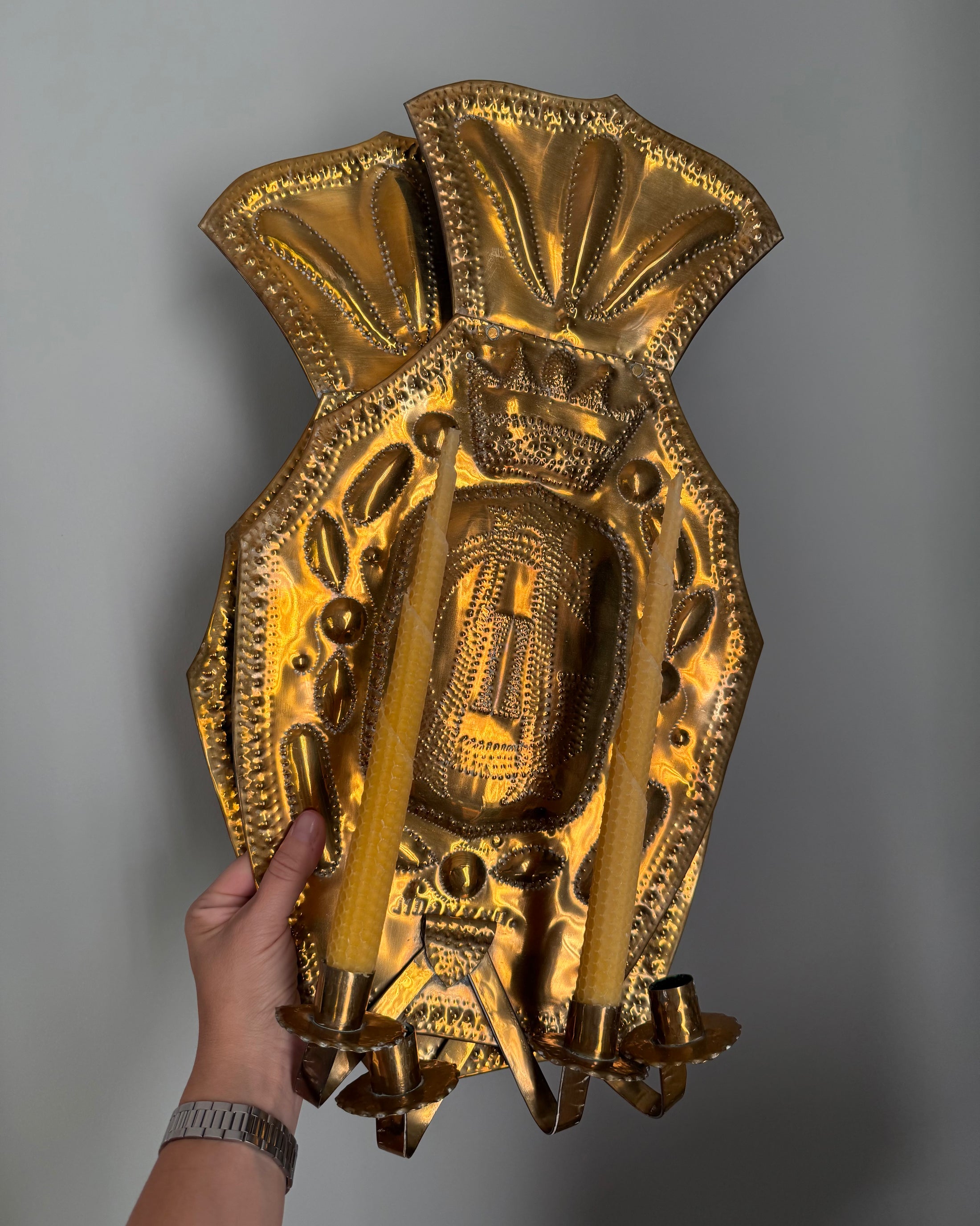 Pair of Double Armed Brass Wall Sconces