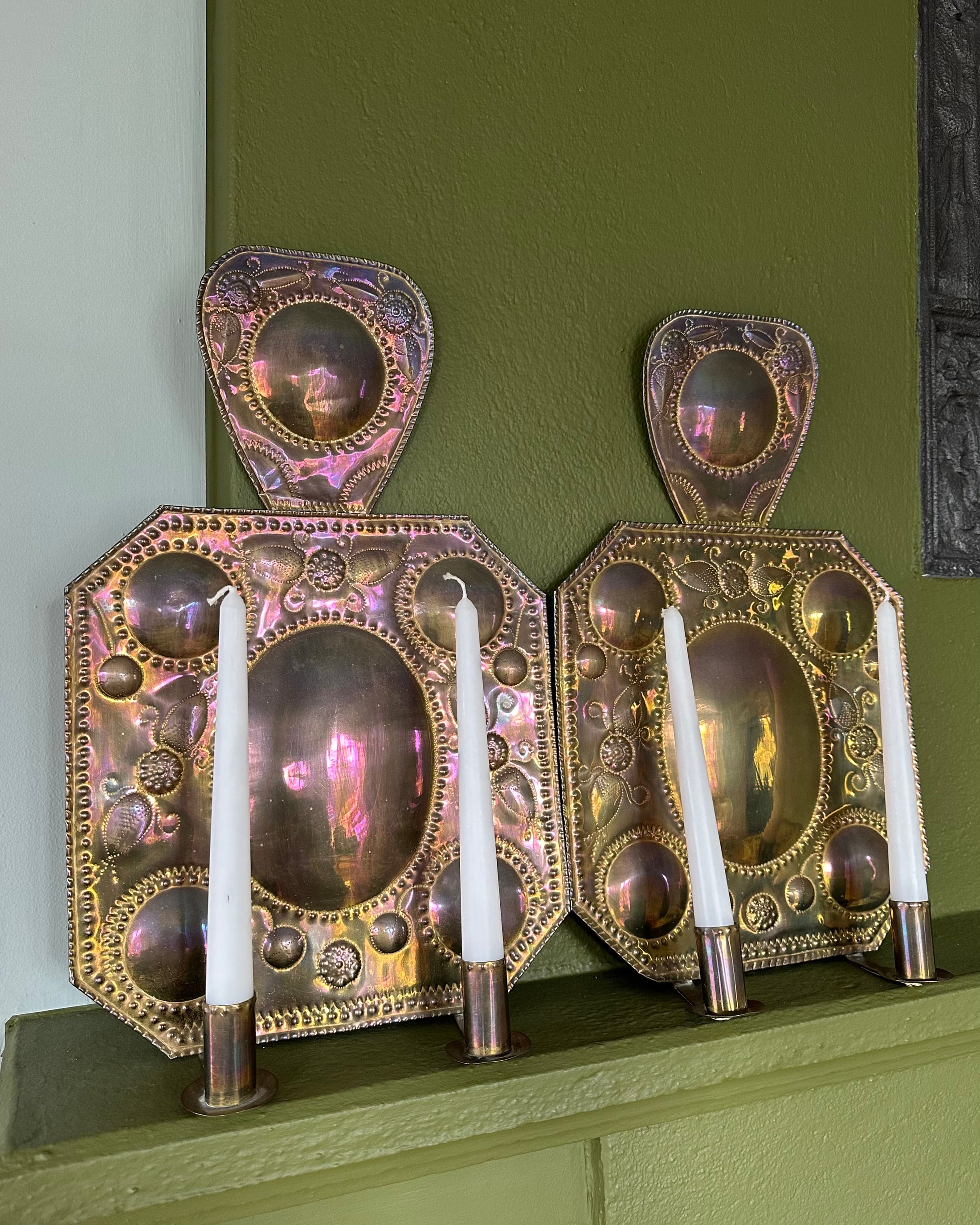 Pair of Double Armed Brass Wall Sconces