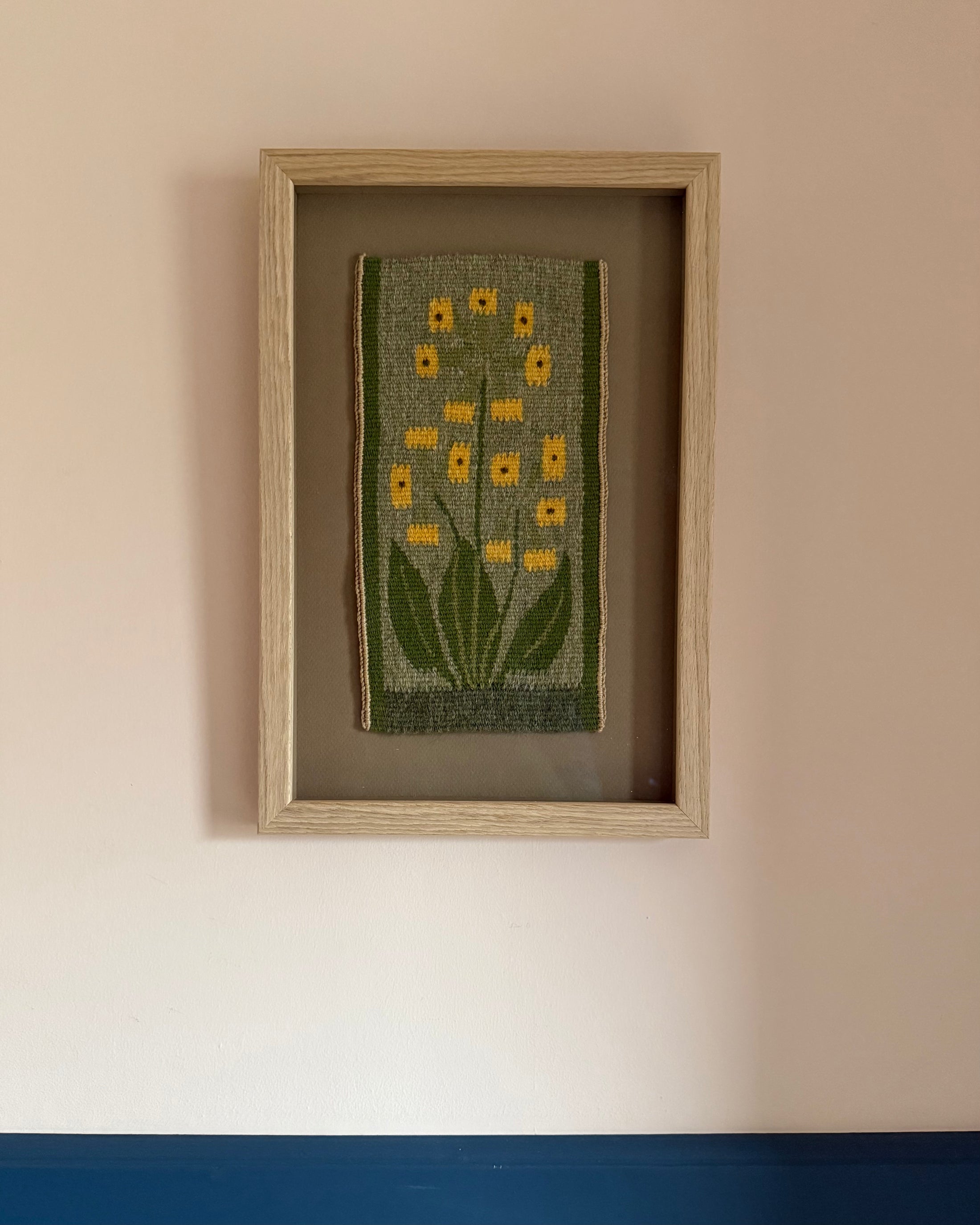 Framed Vintage Tapestry - Yellow Flowers