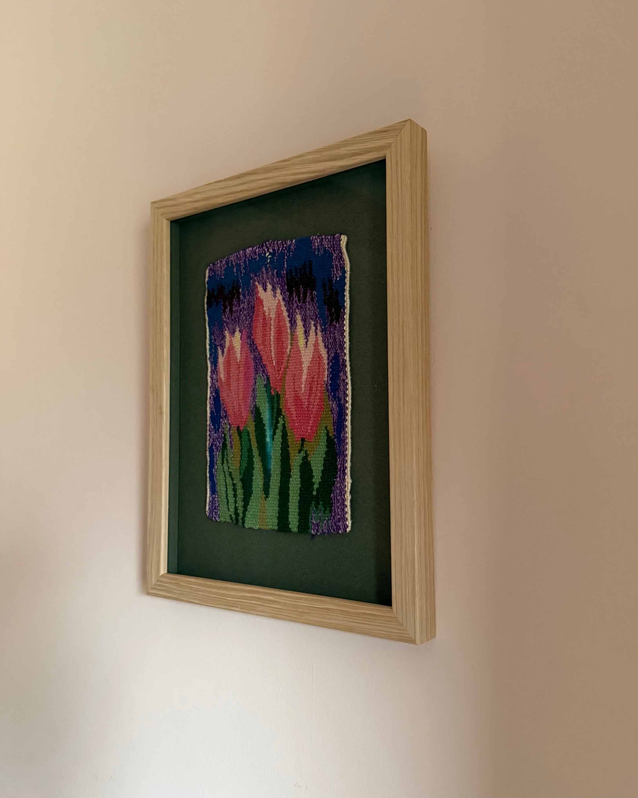 Framed Vintage Tapestry - Three Tulips