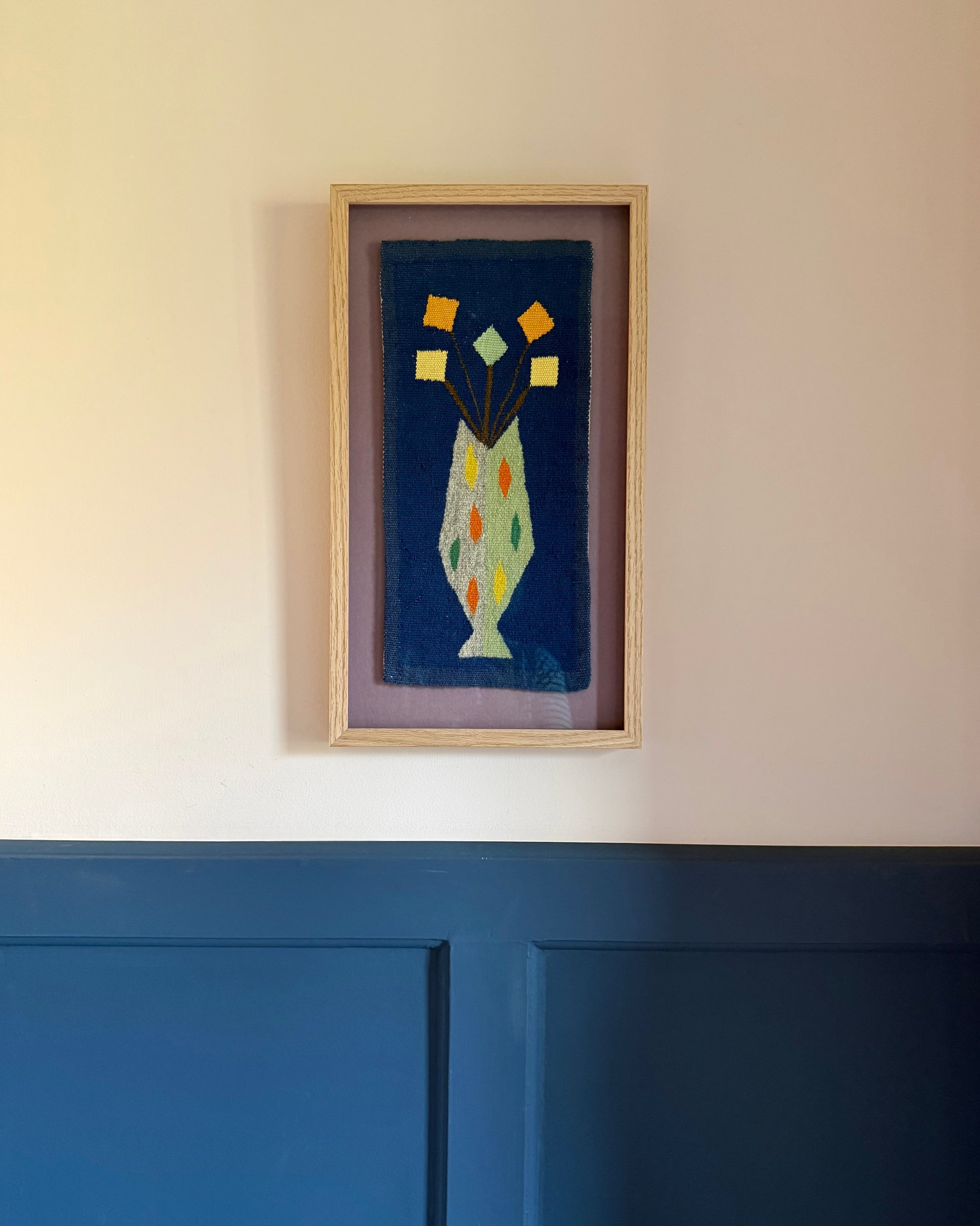 Framed Vintage Tapestry -  Flowers in a Vase
