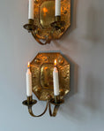 Load image into Gallery viewer, Pair of Double Armed Brass Wall Sconces

