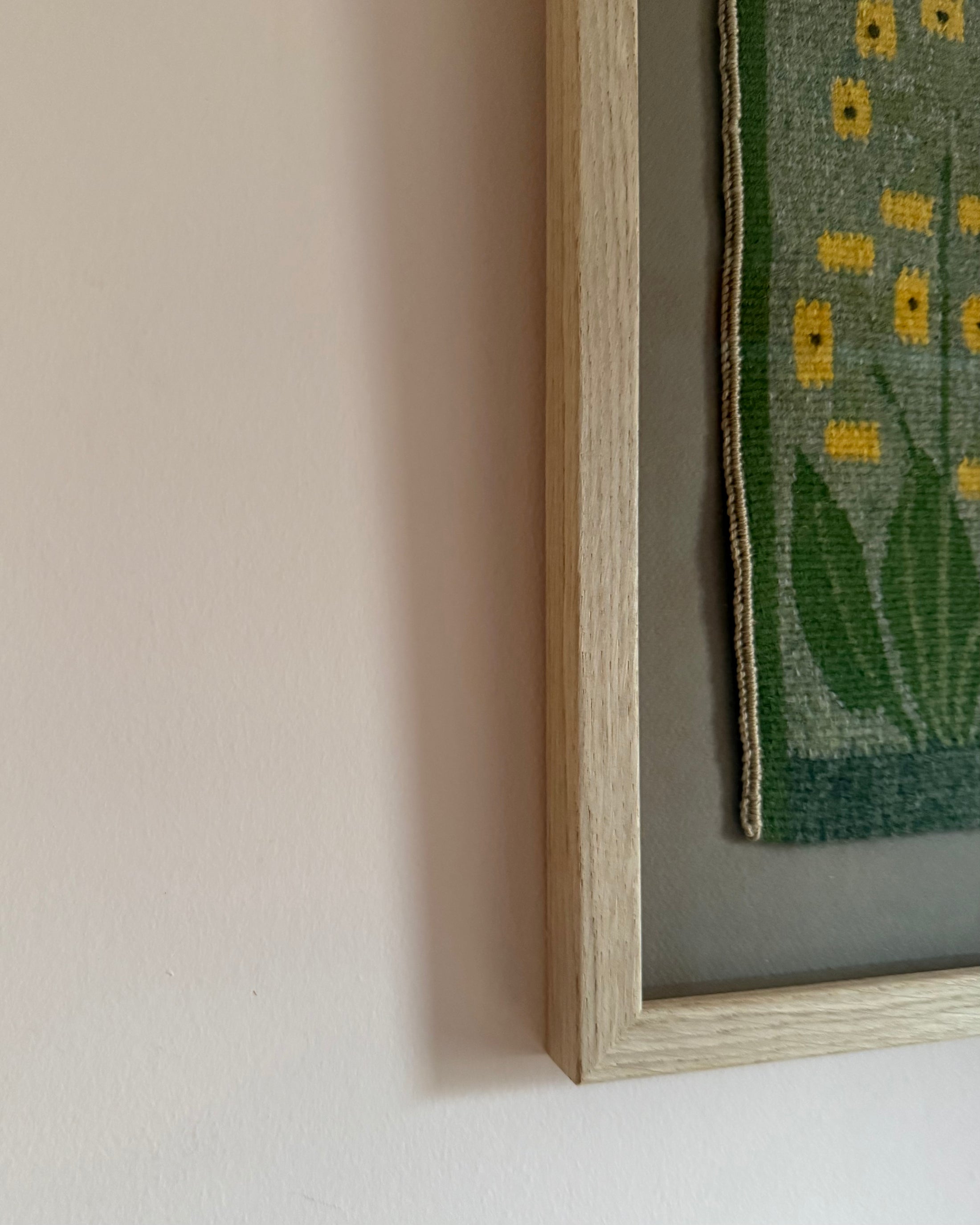 Framed Vintage Tapestry - Yellow Flowers