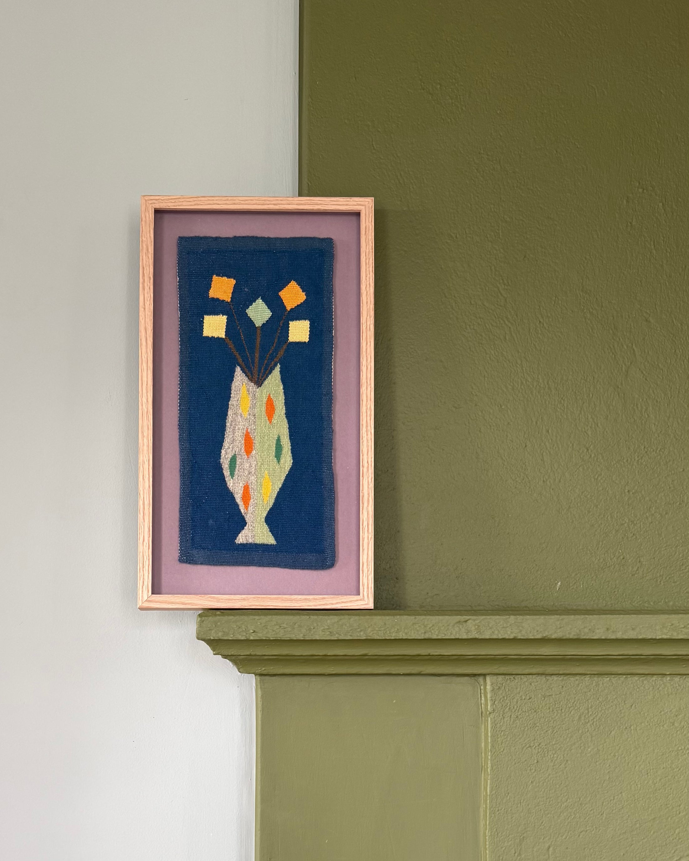 Framed Vintage Tapestry -  Flowers in a Vase