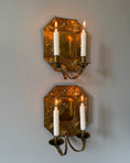 Load image into Gallery viewer, Pair of Double Armed Brass Wall Sconces
