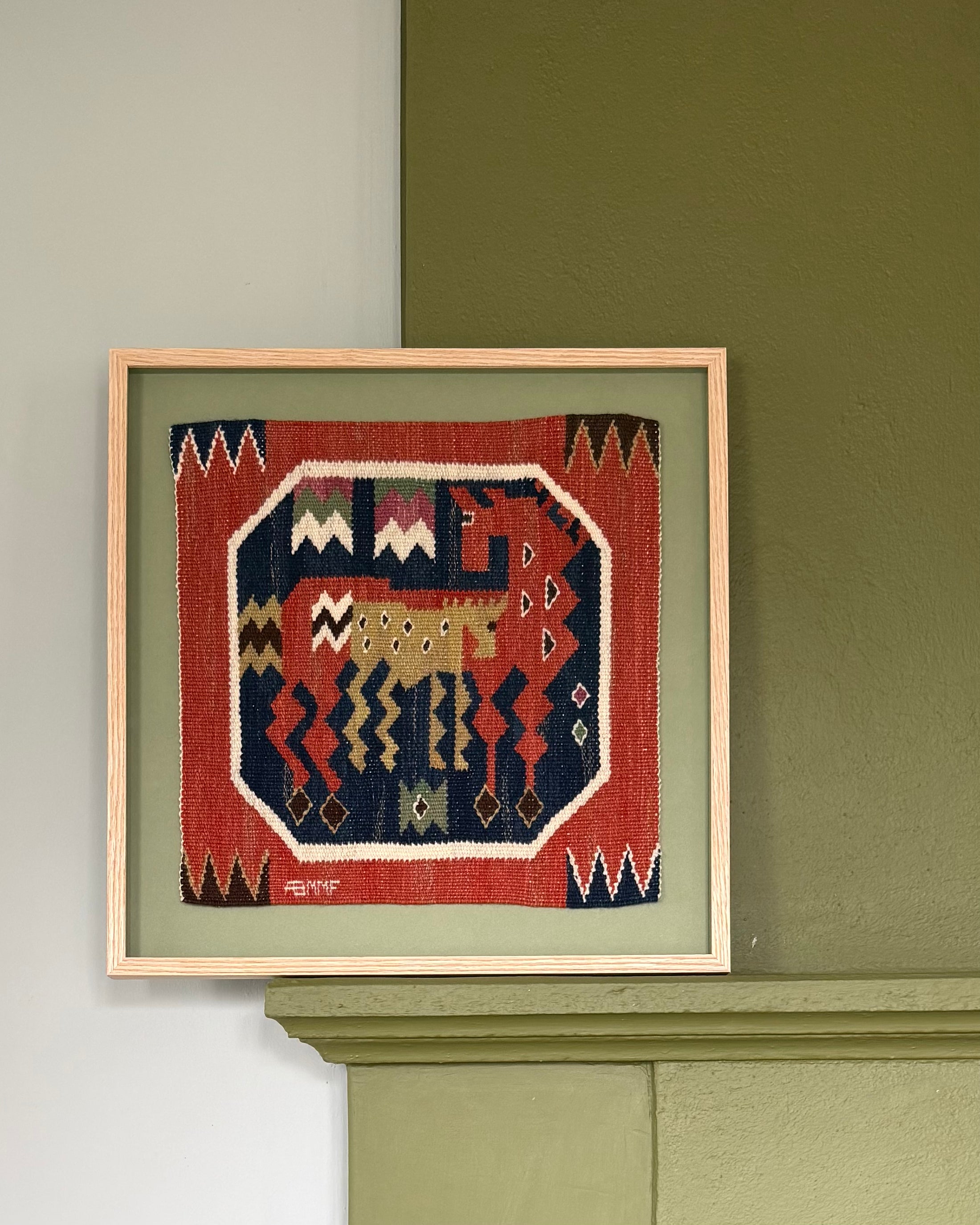 Framed Vintage Tapestry - Röd häst med föl by Märta Måås-Fjetterström