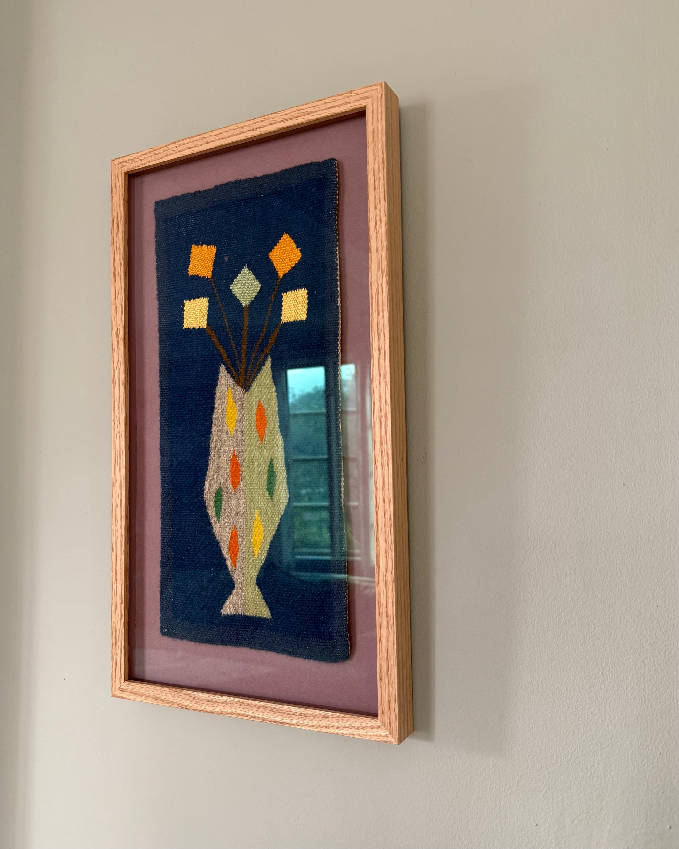 Framed Vintage Tapestry -  Flowers in a Vase