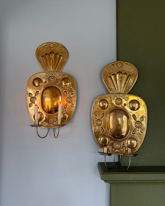 Pair of Large Brass Wall Sconces