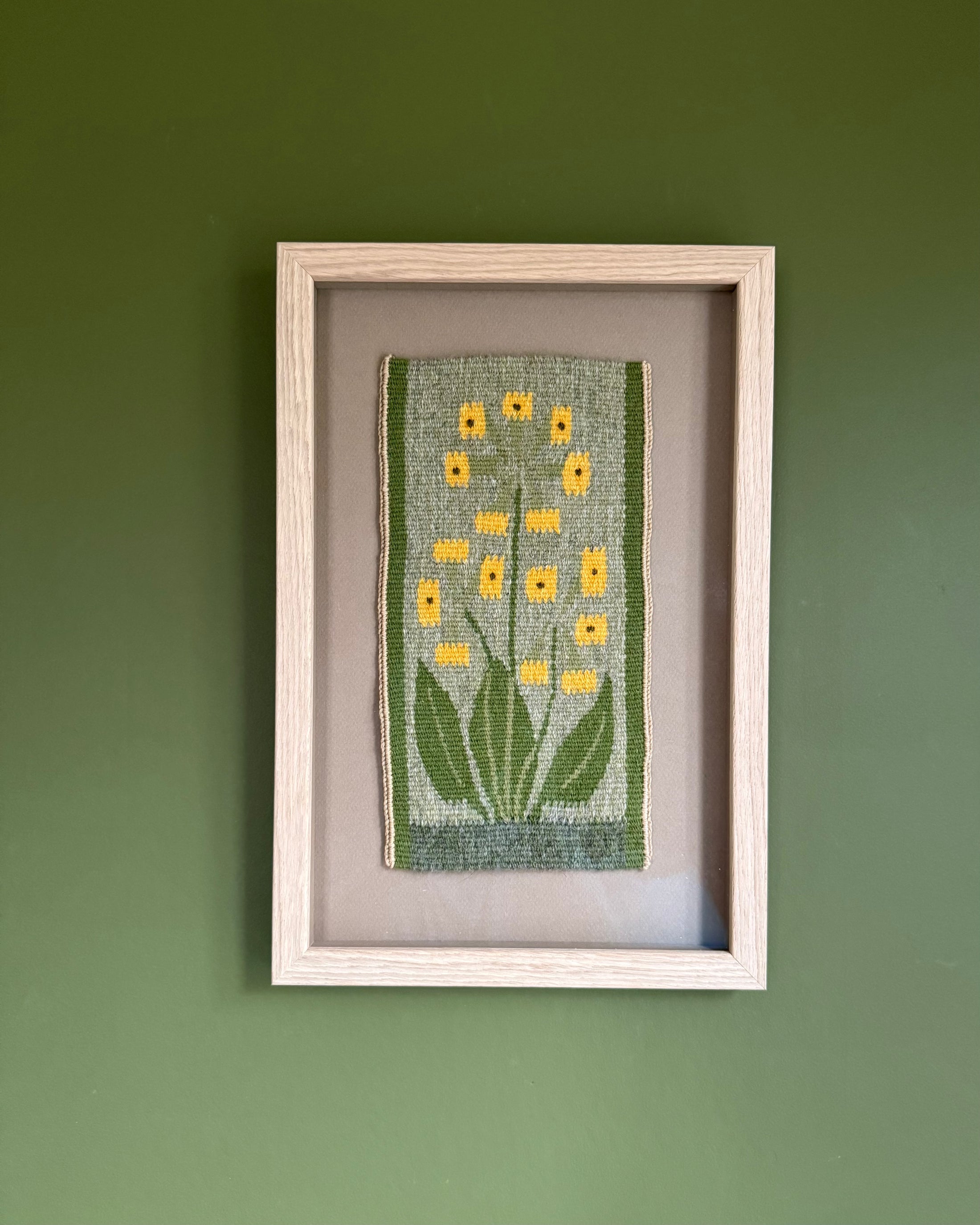Framed Vintage Tapestry - Yellow Flowers