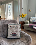 Load image into Gallery viewer, Vintage ABC Cushion with Red Checked Piping
