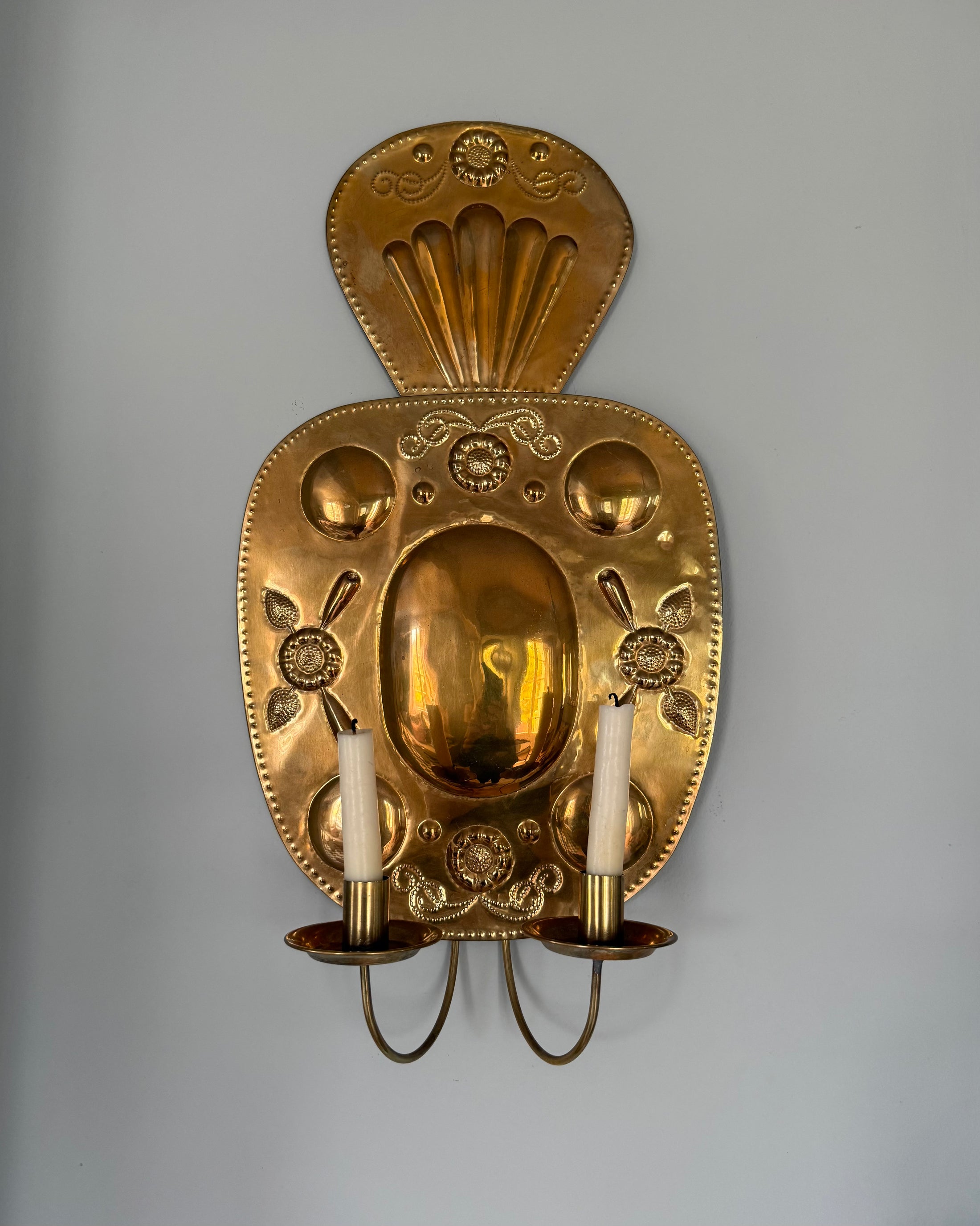 Pair of Large Brass Wall Sconces