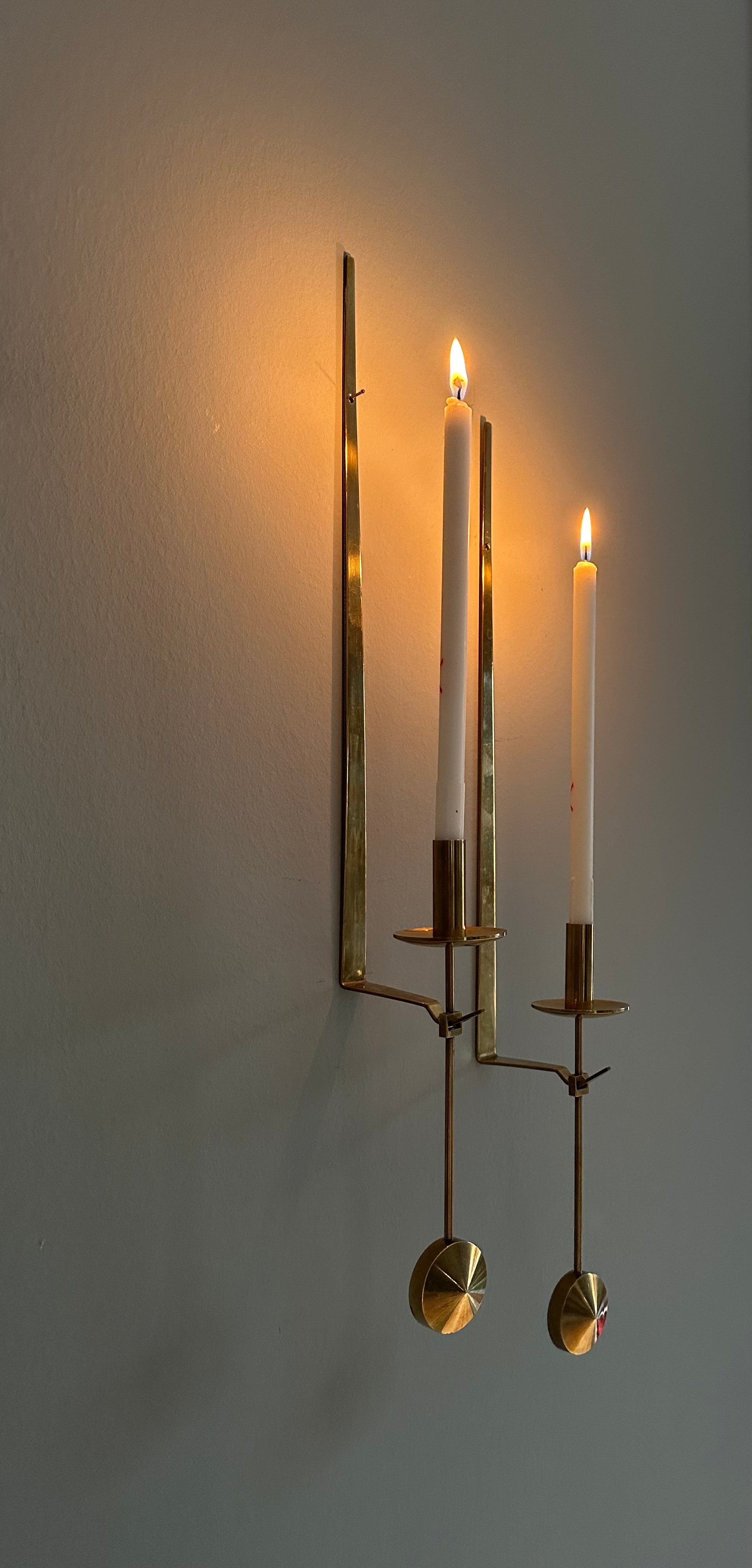 Pierre Forsell Brass Wall Candle Holders for Skultuna