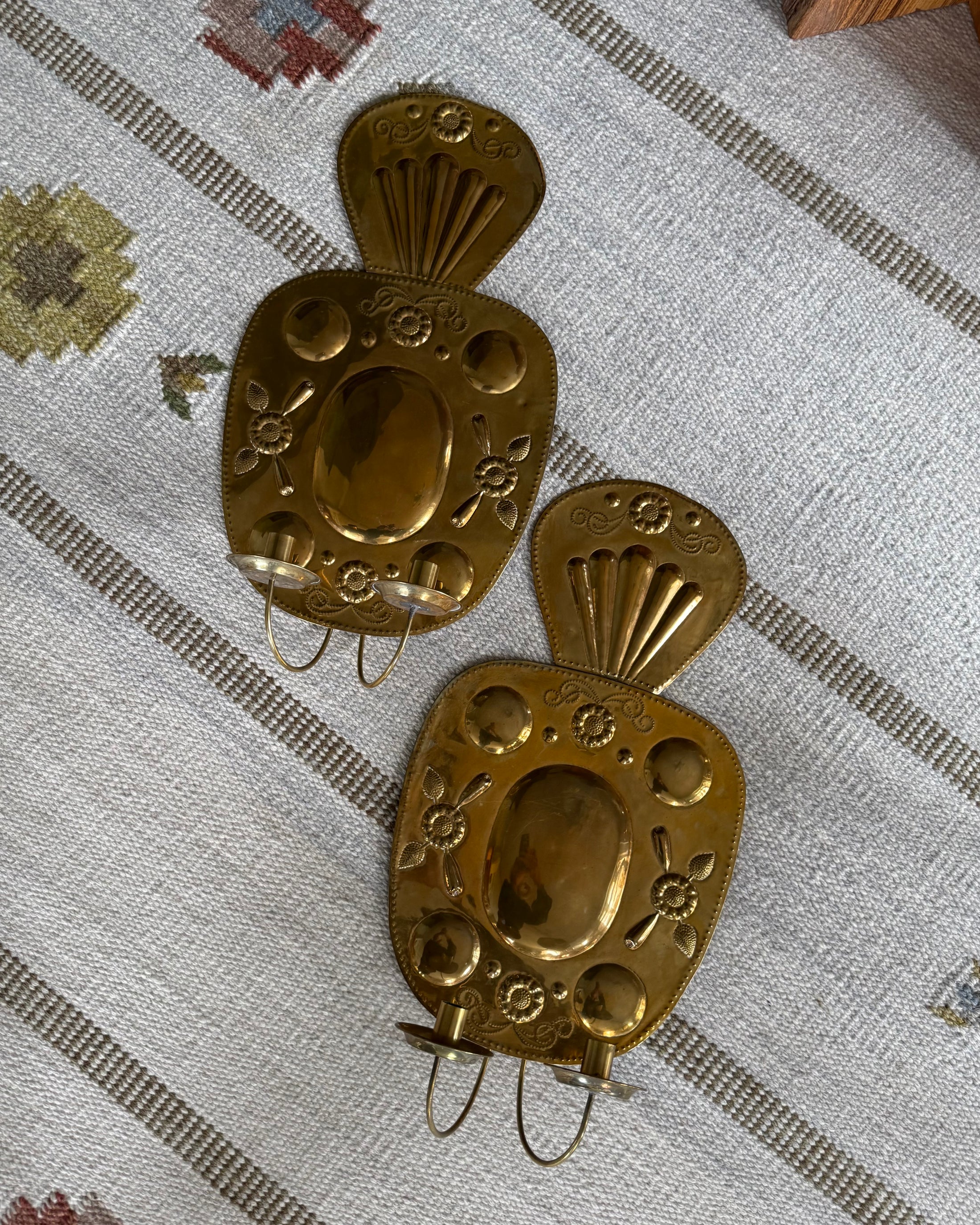 Pair of Large Brass Wall Sconces