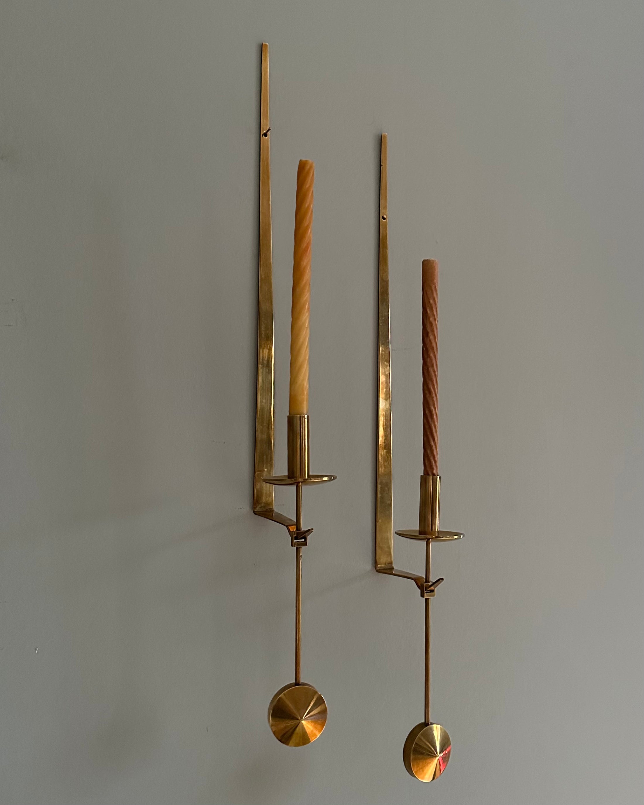 Pierre Forsell Brass Wall Candle Holders for Skultuna