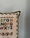 Load image into Gallery viewer, Vintage ABC Cushion with Yellow and White Piping
