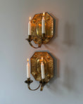 Load image into Gallery viewer, Pair of Double Armed Brass Wall Sconces
