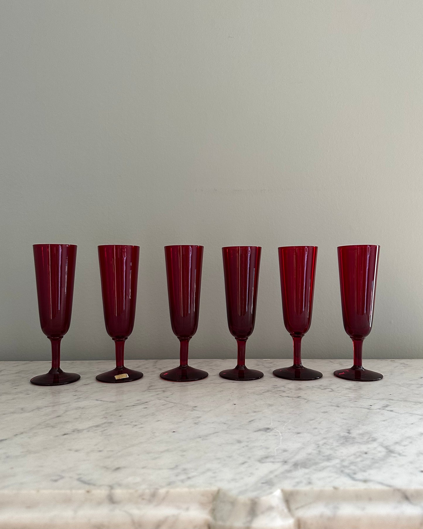Set of Six Champagne Glasses by Monica Bratt for Reijmyre