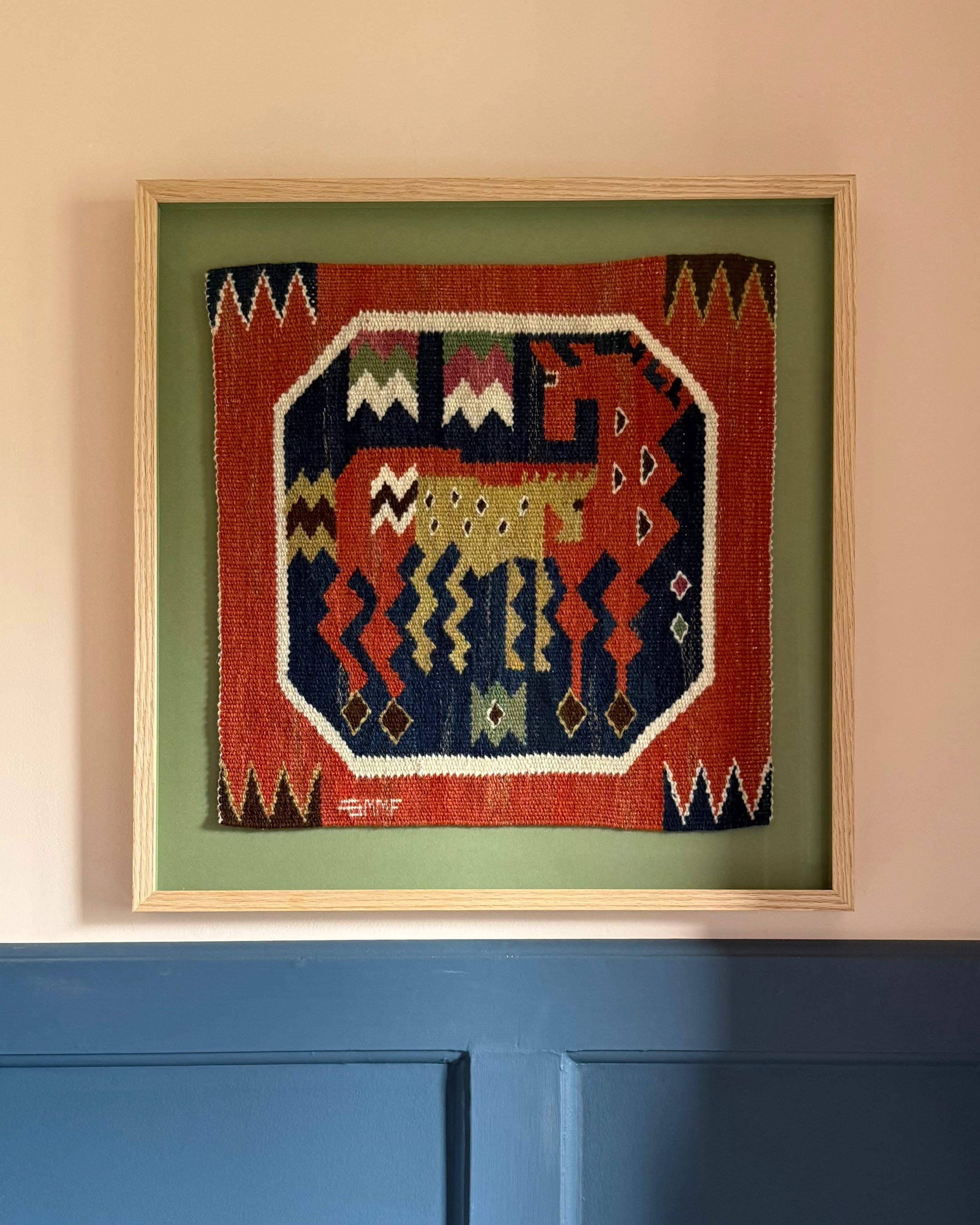 Framed Vintage Tapestry - Röd häst med föl by Märta Måås-Fjetterström