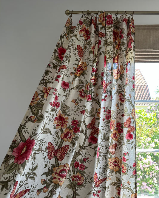 Pair of Vintage Curtains - Flowers and Butterflies