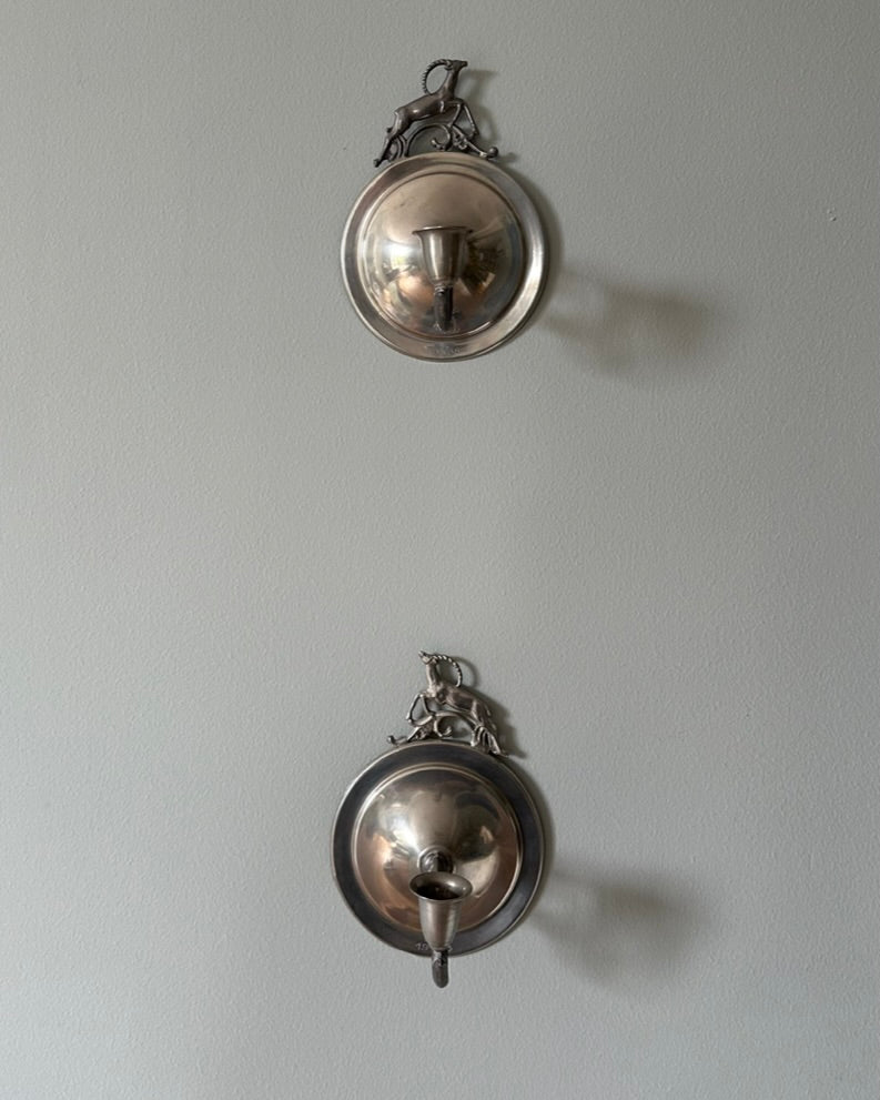 Pair of Pewter Wall Sconces