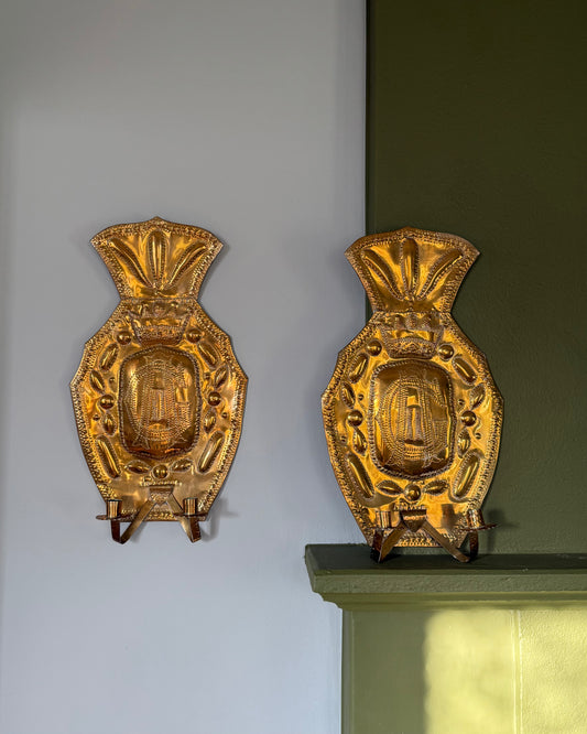Pair of Double Armed Brass Wall Sconces