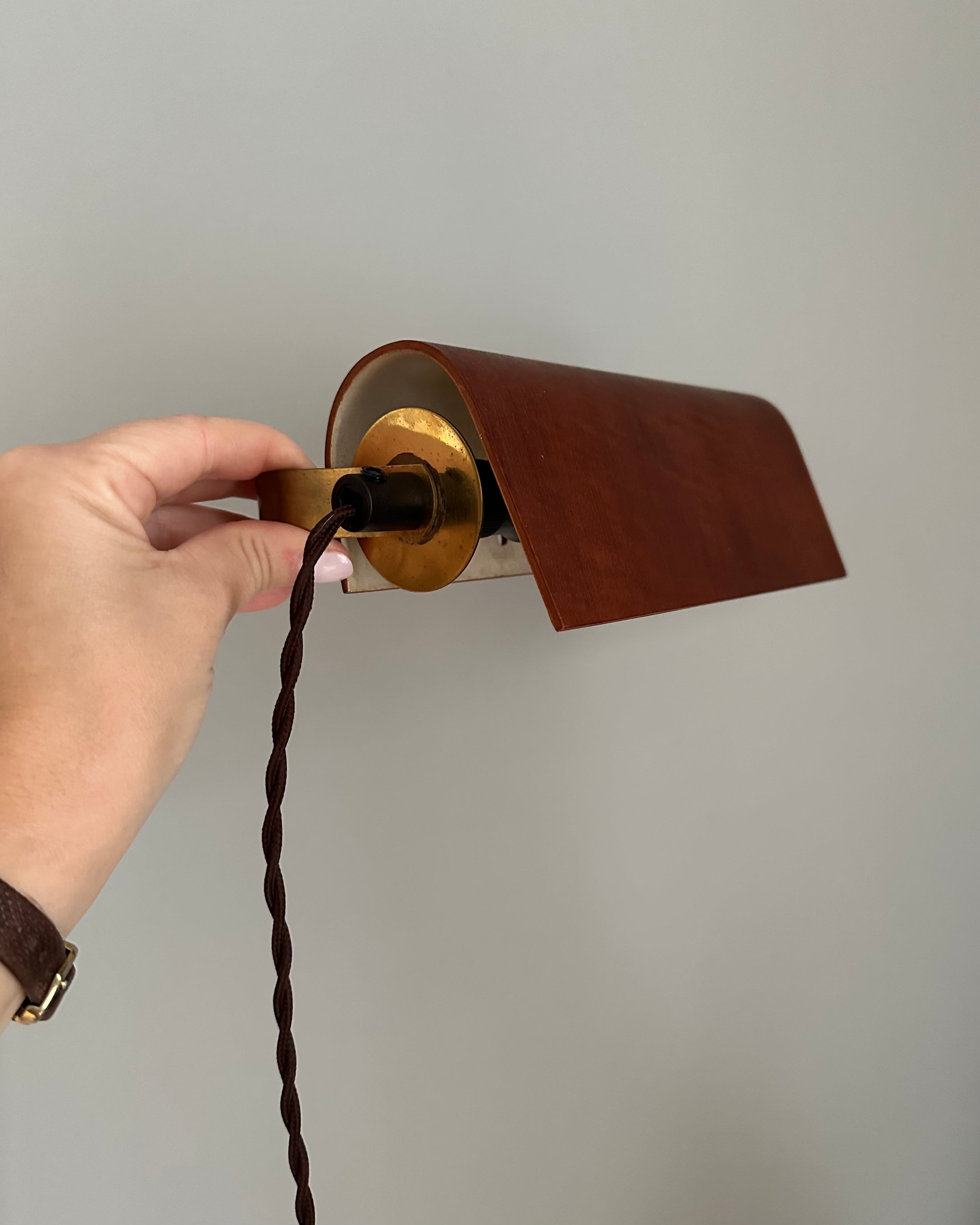 Pair of Mid-Century Teak Wall Lamps