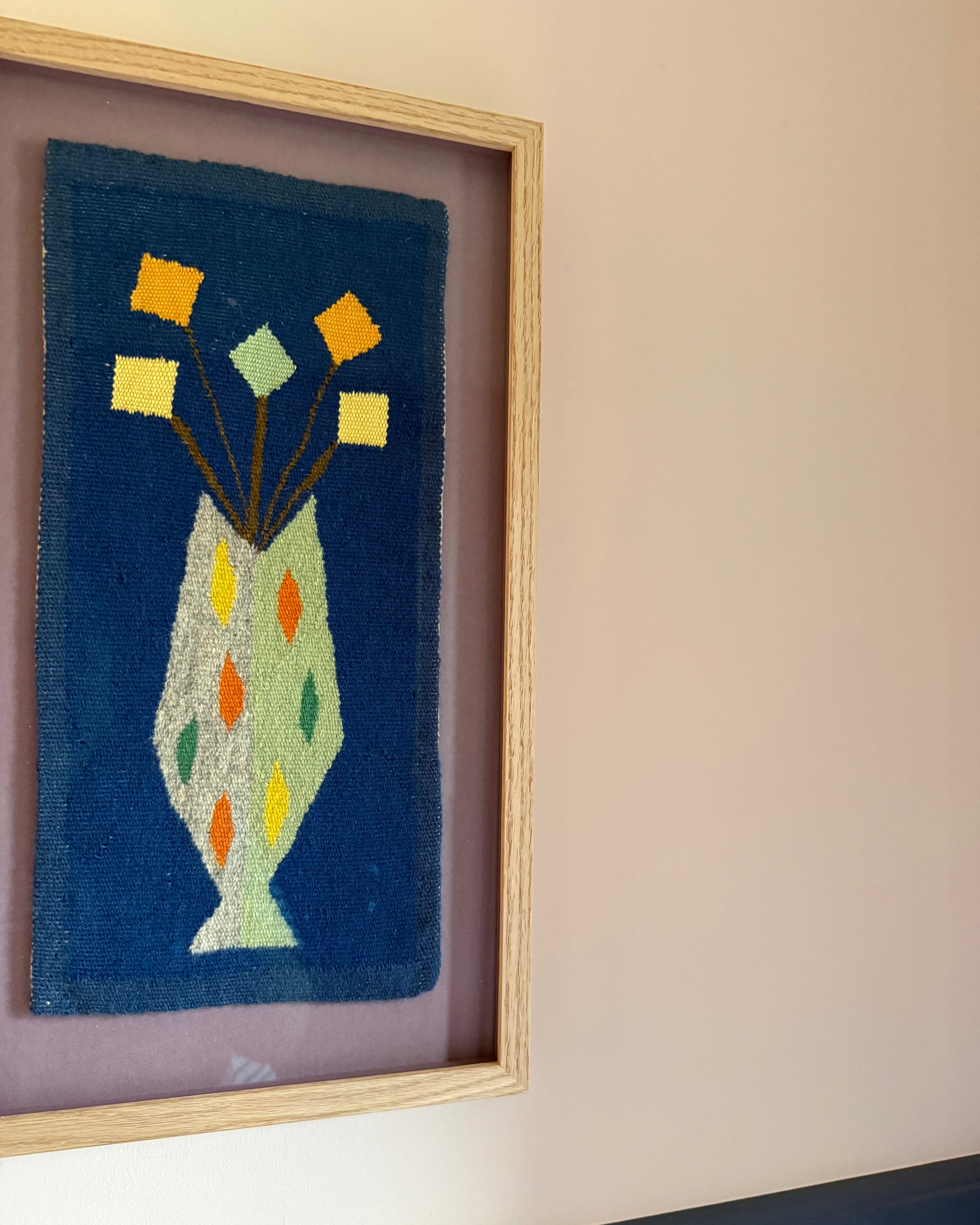 Framed Vintage Tapestry -  Flowers in a Vase