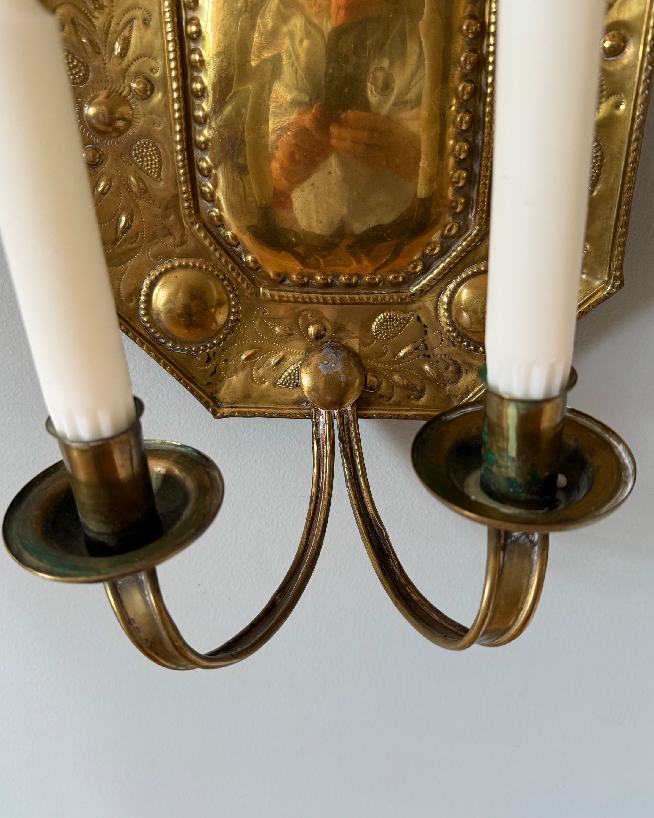 Pair of Double Armed Brass Wall Sconces
