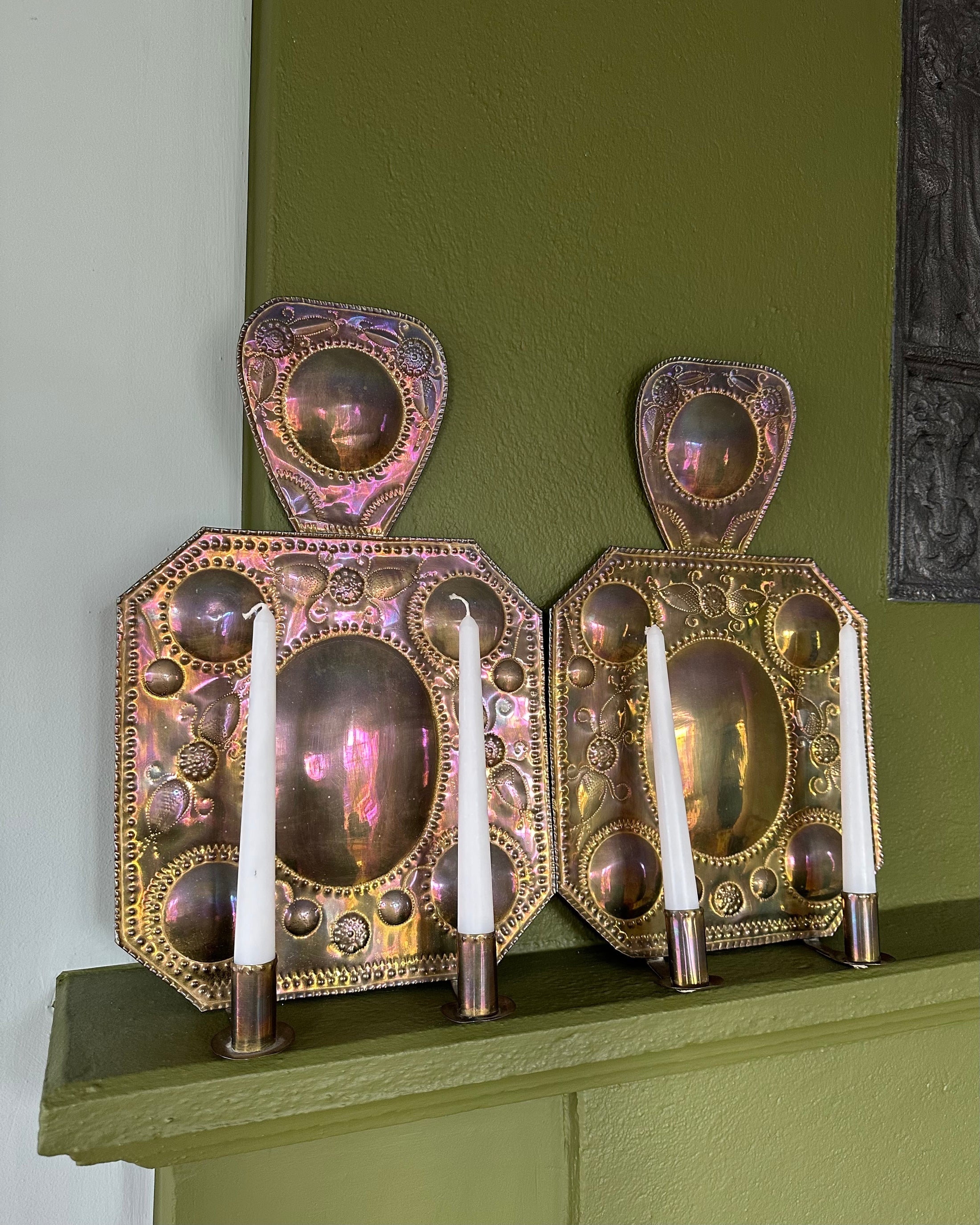 Pair of Double Armed Brass Wall Sconces