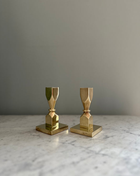 Pair of Heavy Brass Candle Holders