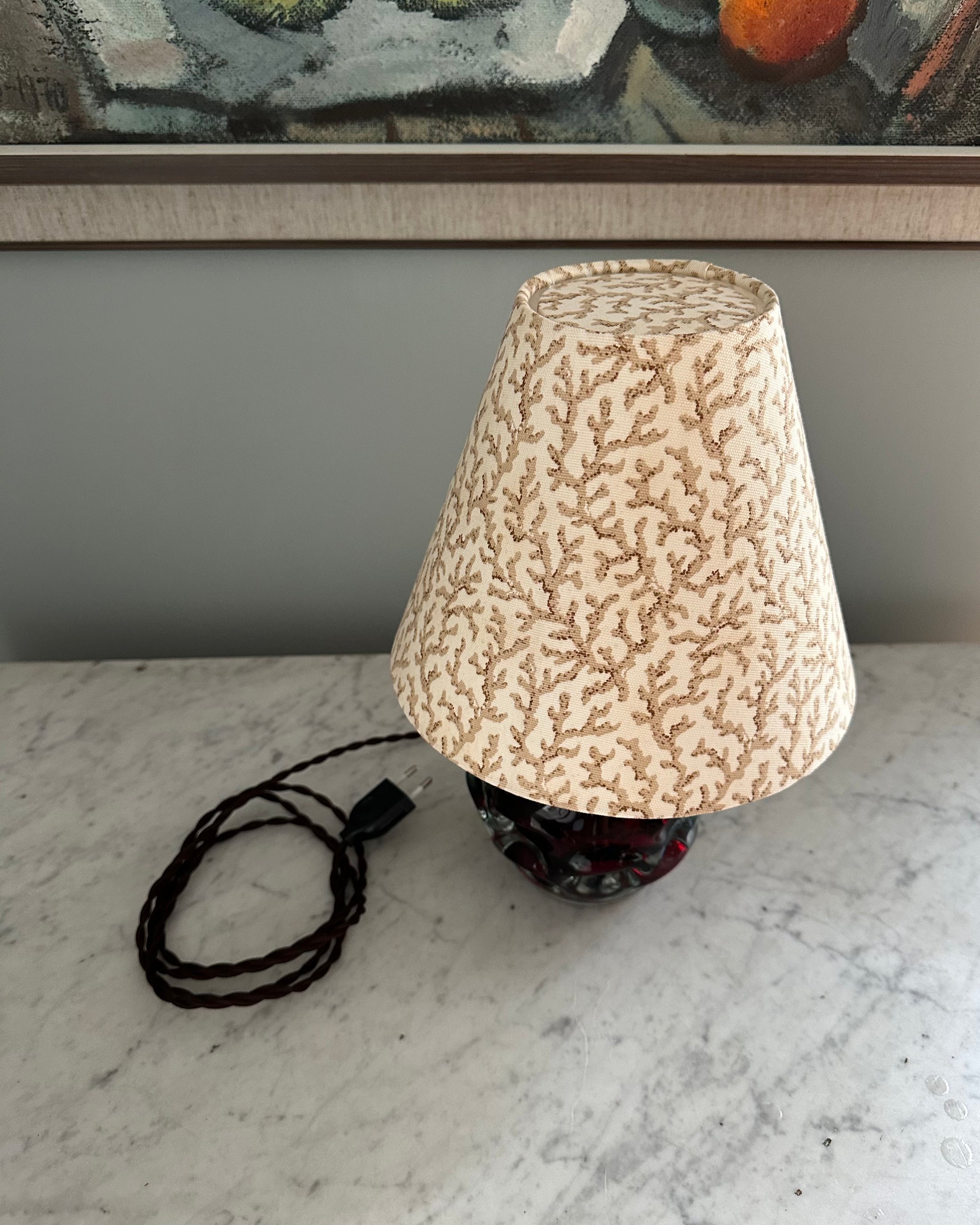 Vintage Table Lamp with Handmade Shade