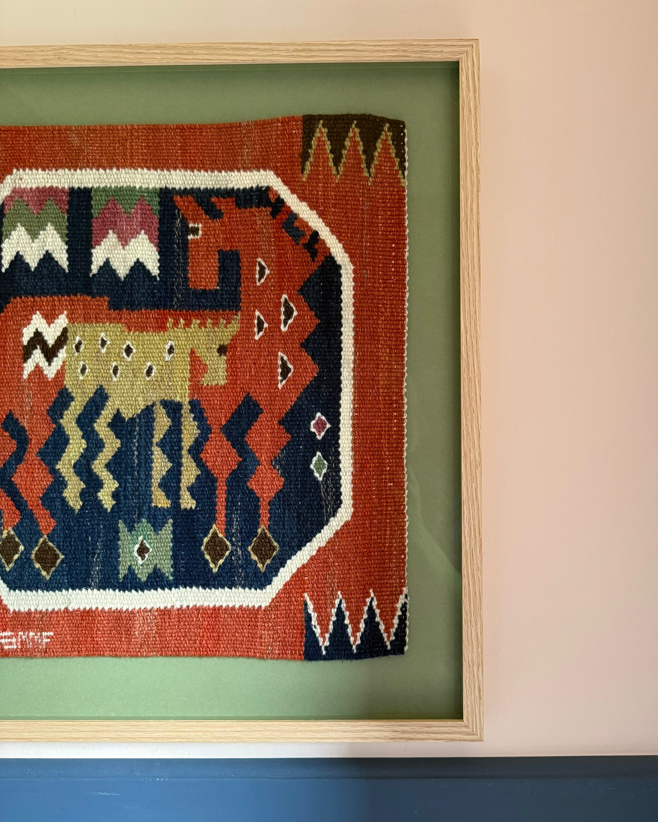 Framed Vintage Tapestry - Röd häst med föl by Märta Måås-Fjetterström