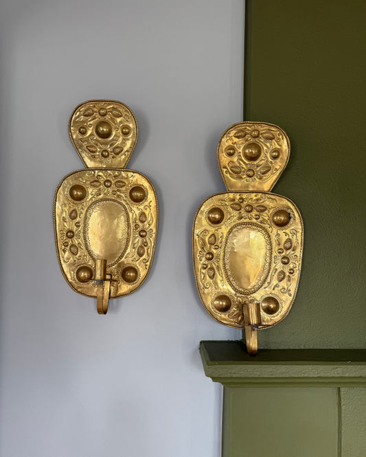 Pair of Large Brass Wall Sconces