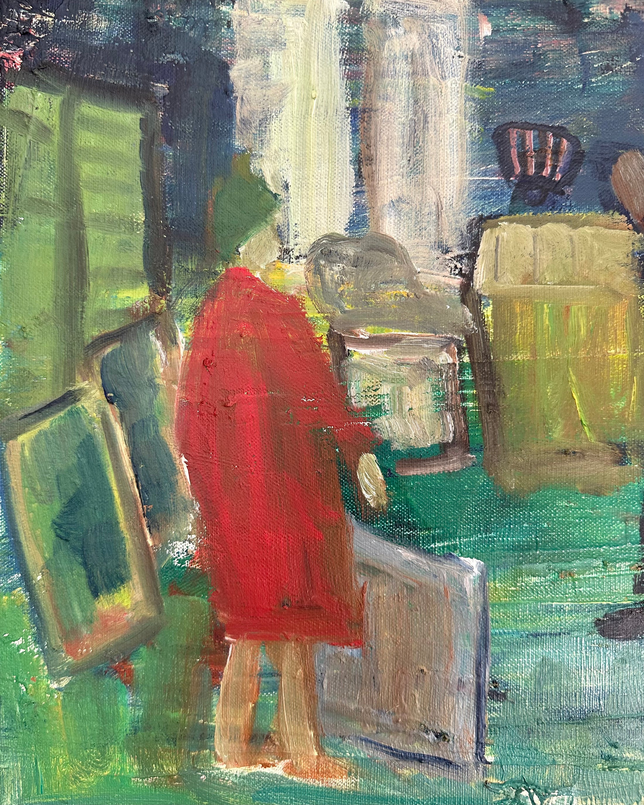 Artist in Red Dress