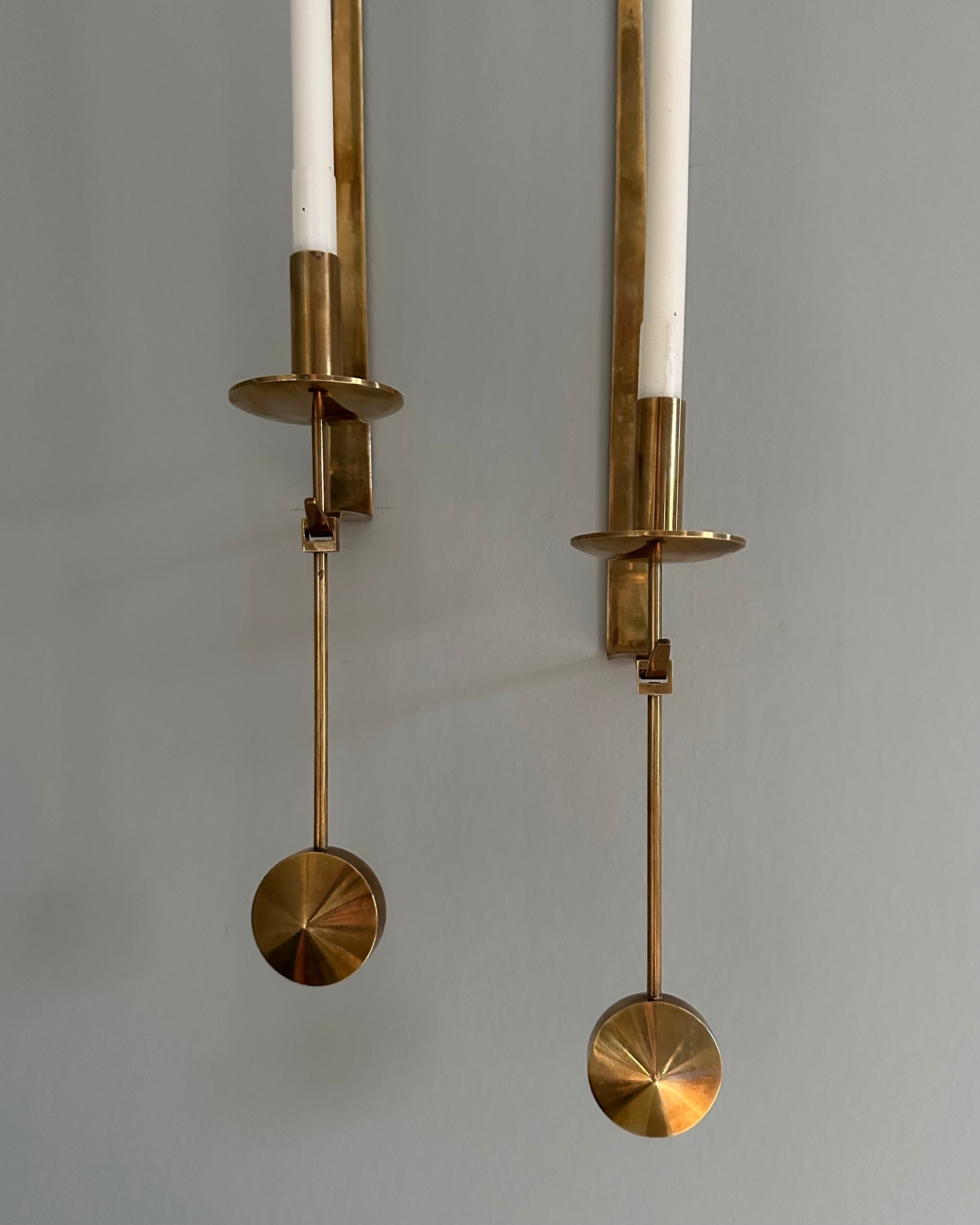 Pierre Forsell Brass Wall Candle Holders for Skultuna