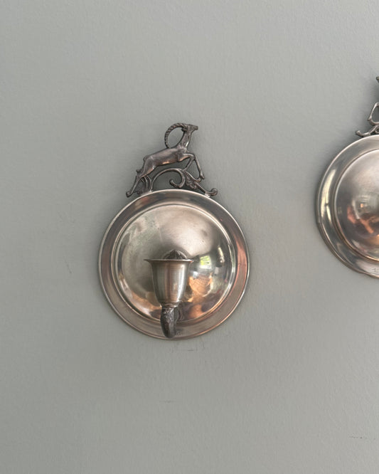 Pair of Pewter Wall Sconces