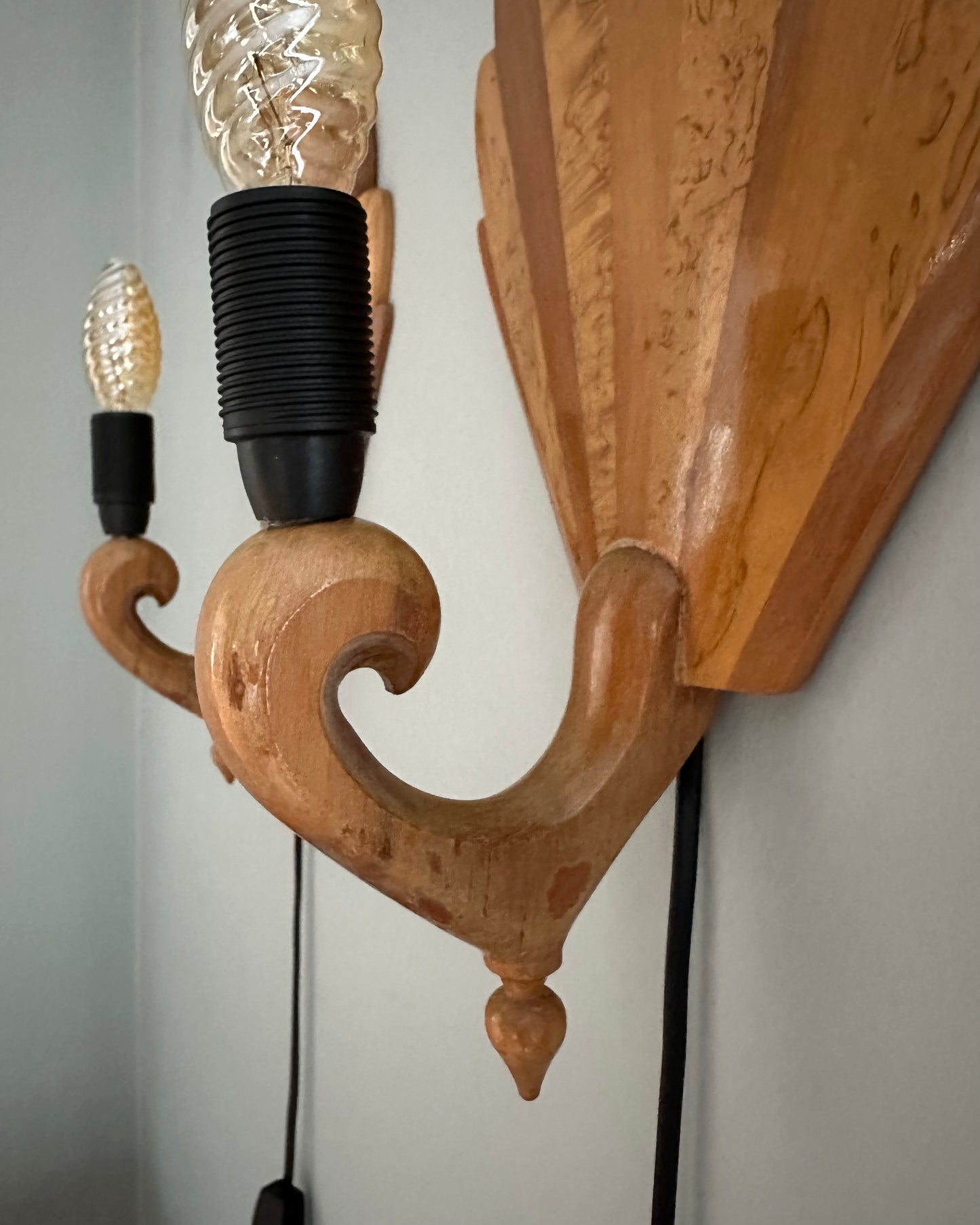 Mid-Century Wooden Wall Sconces