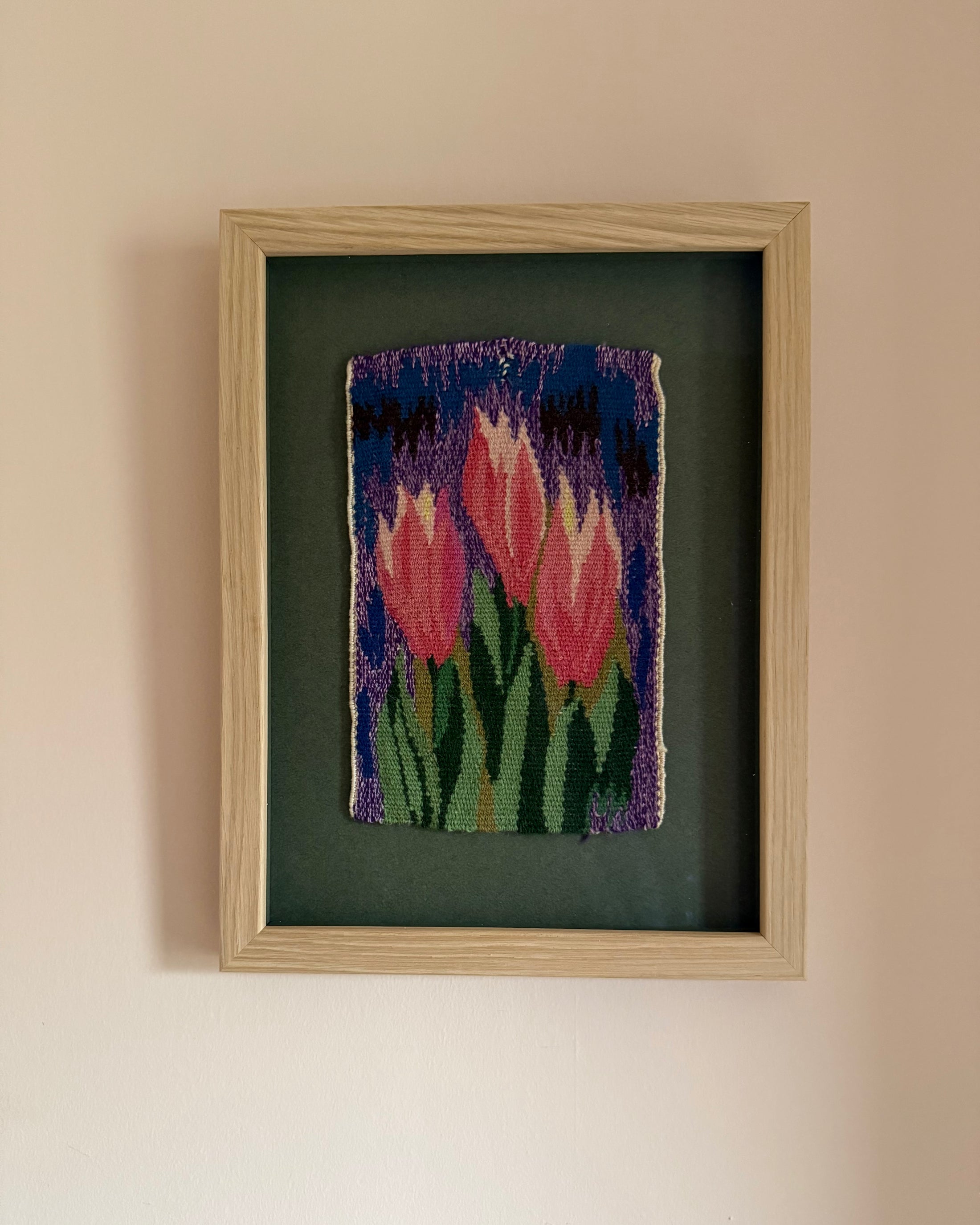 Framed Vintage Tapestry - Three Tulips