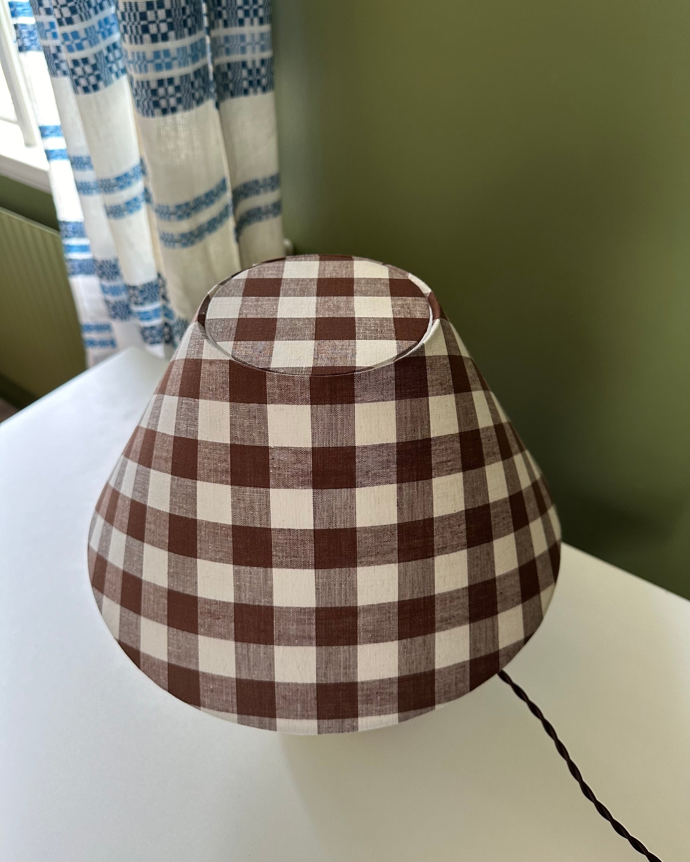 Vintage Table Lamp with Checked Shade