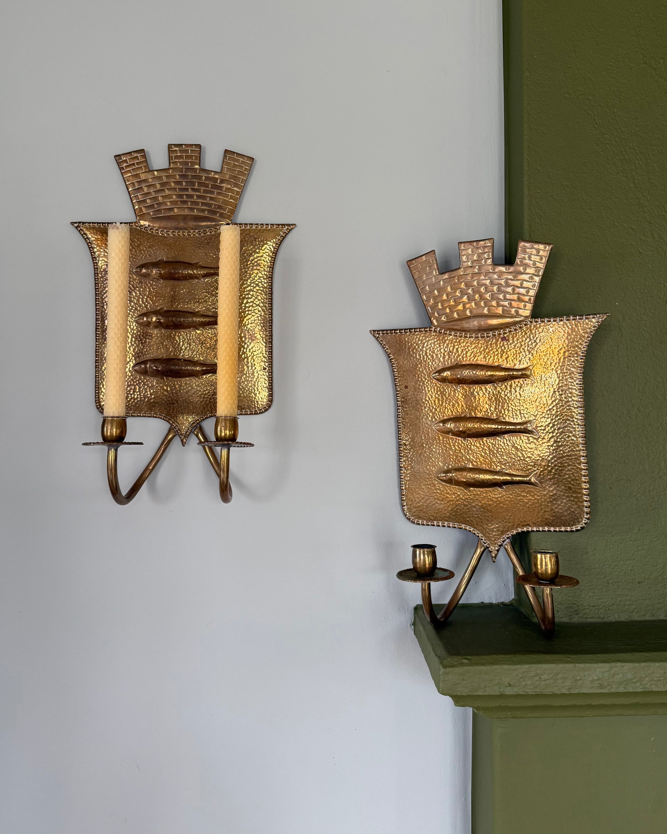 Pair of Brass Wall Sconces